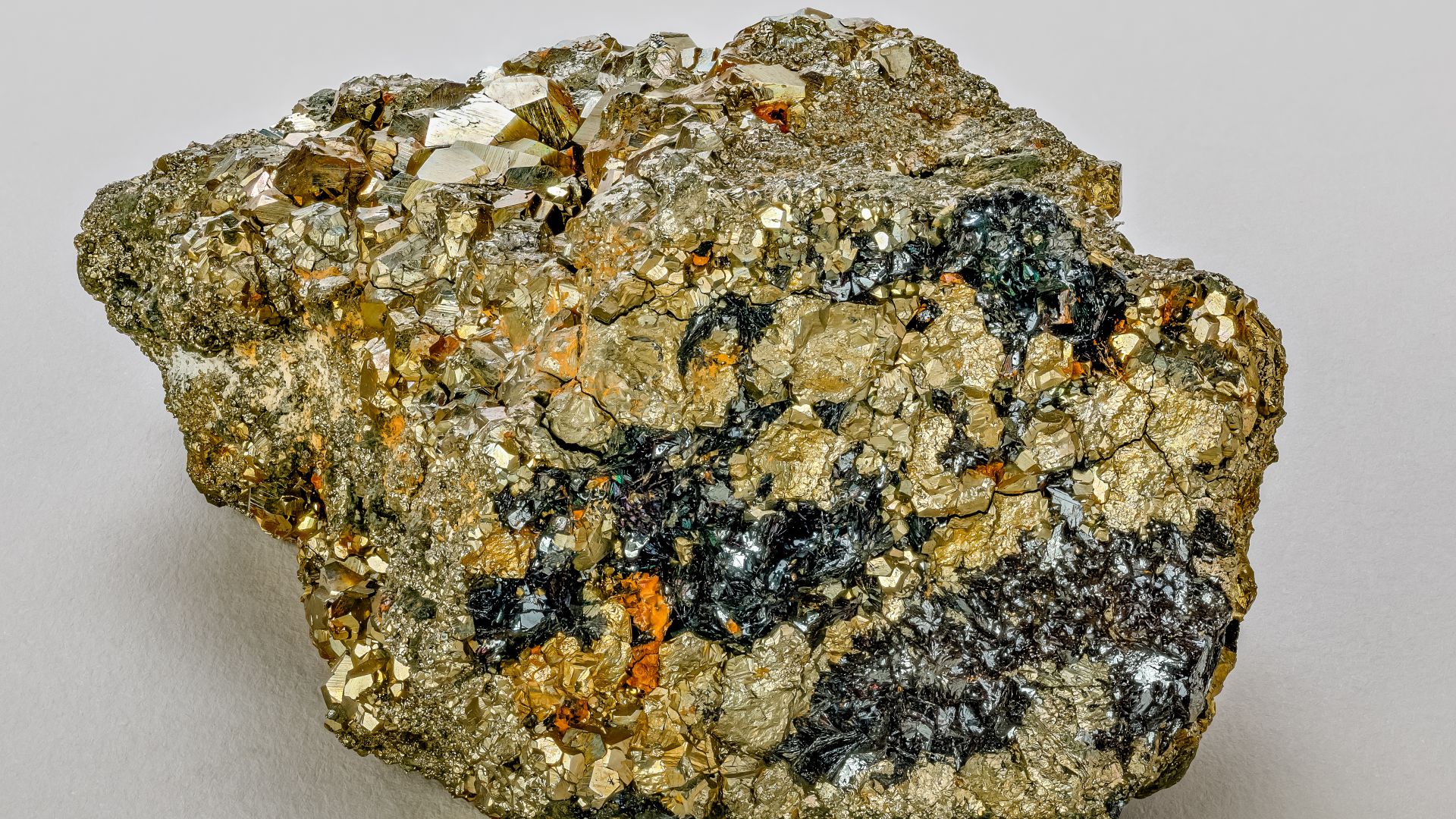 A pyrite with crystals of hematite