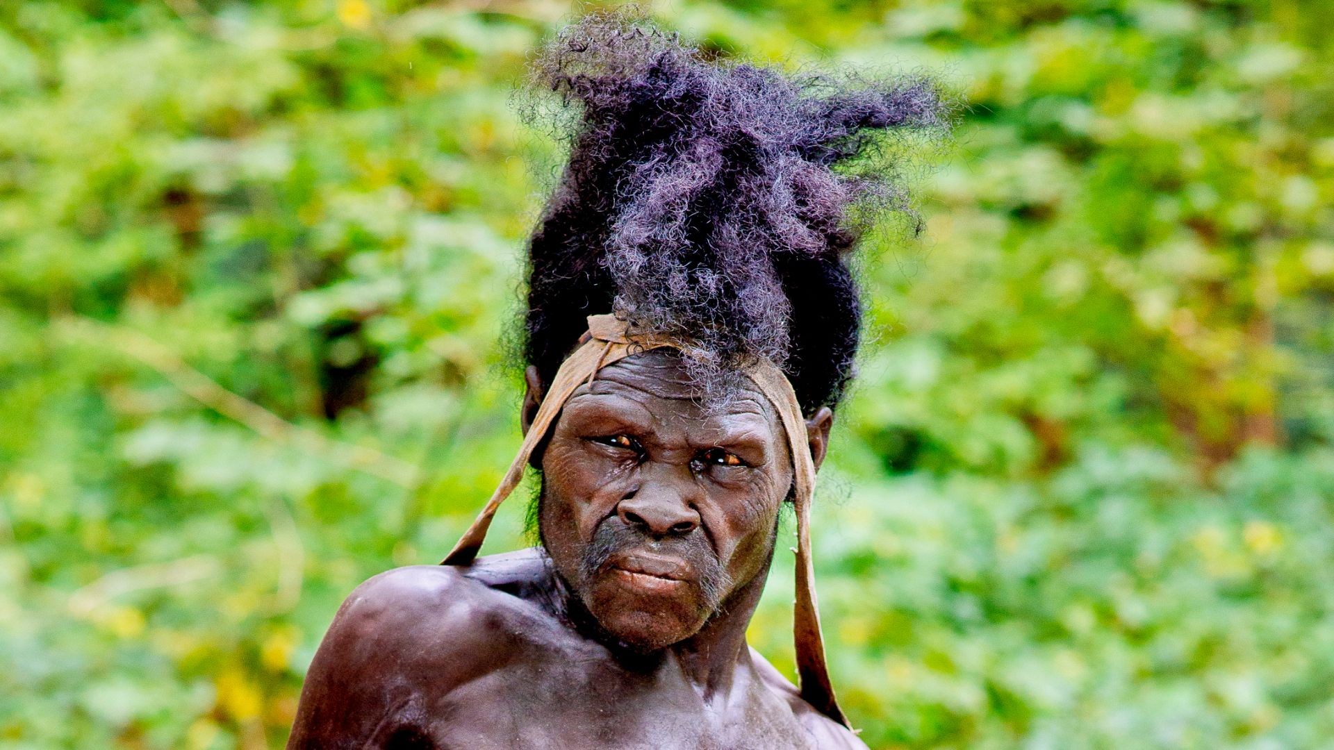 Lebend-Rekonstruktion im Neanderthal-Museum (Erkrath, Mettmann) des Homo sapiens sapiens vom Fundort Jebel Irhoud Marokko, mit rund 300.000 Jahren ältester Homo sapiens-Fund
