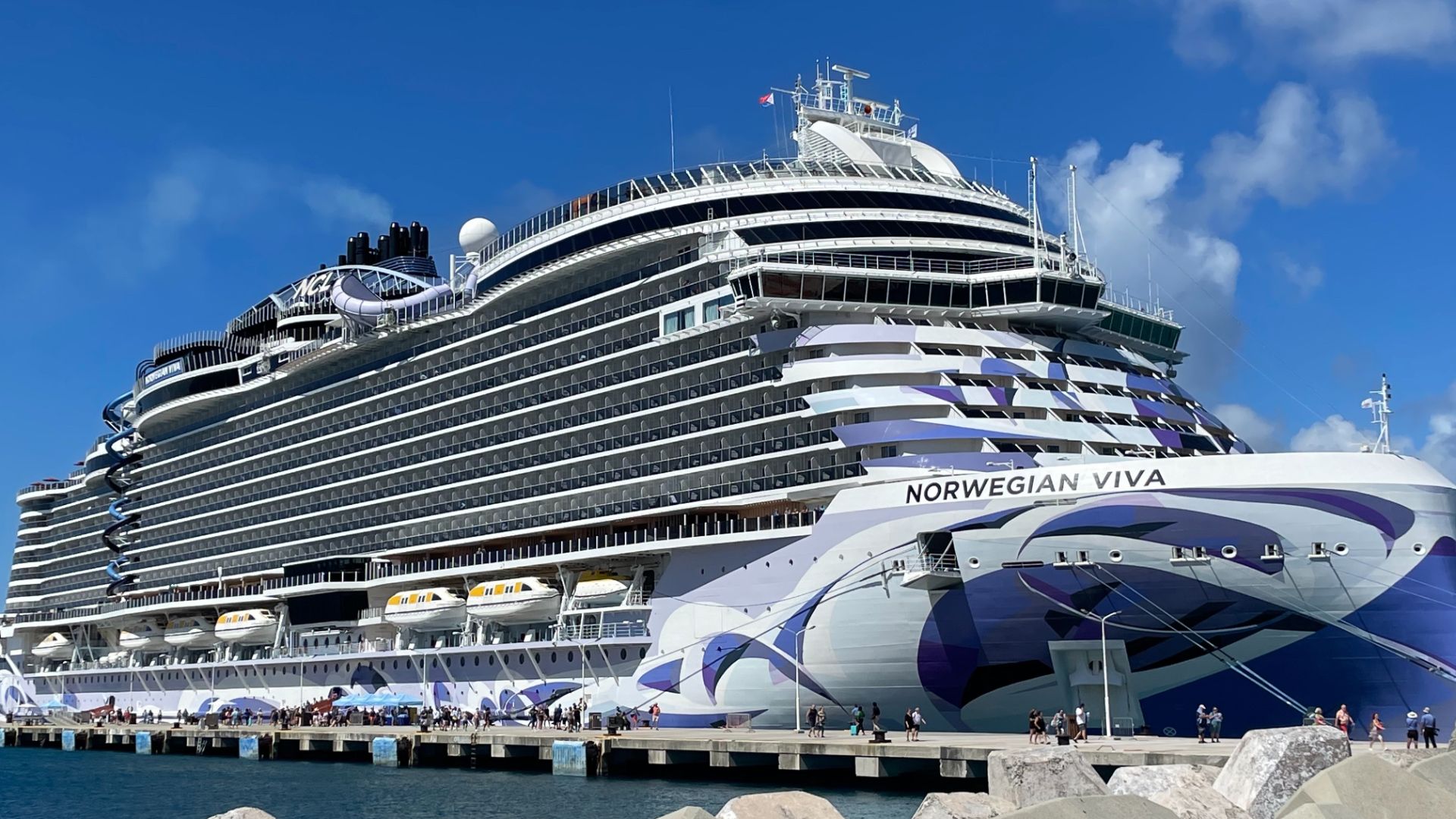 Norwegian Viva docked in Philipsburg, Sint Maarten on March 1, 2024.