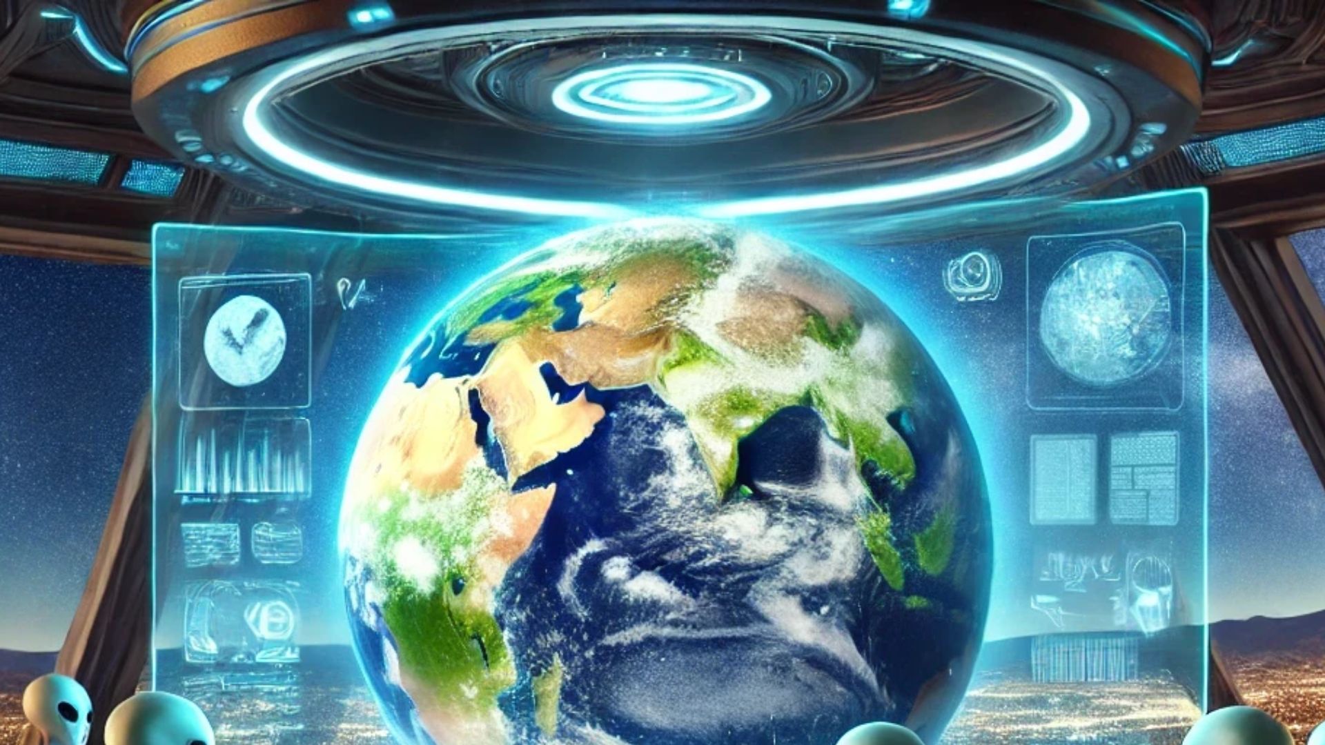 A few aliens observe Earth by using their space telescope located somewhere in our solar system.