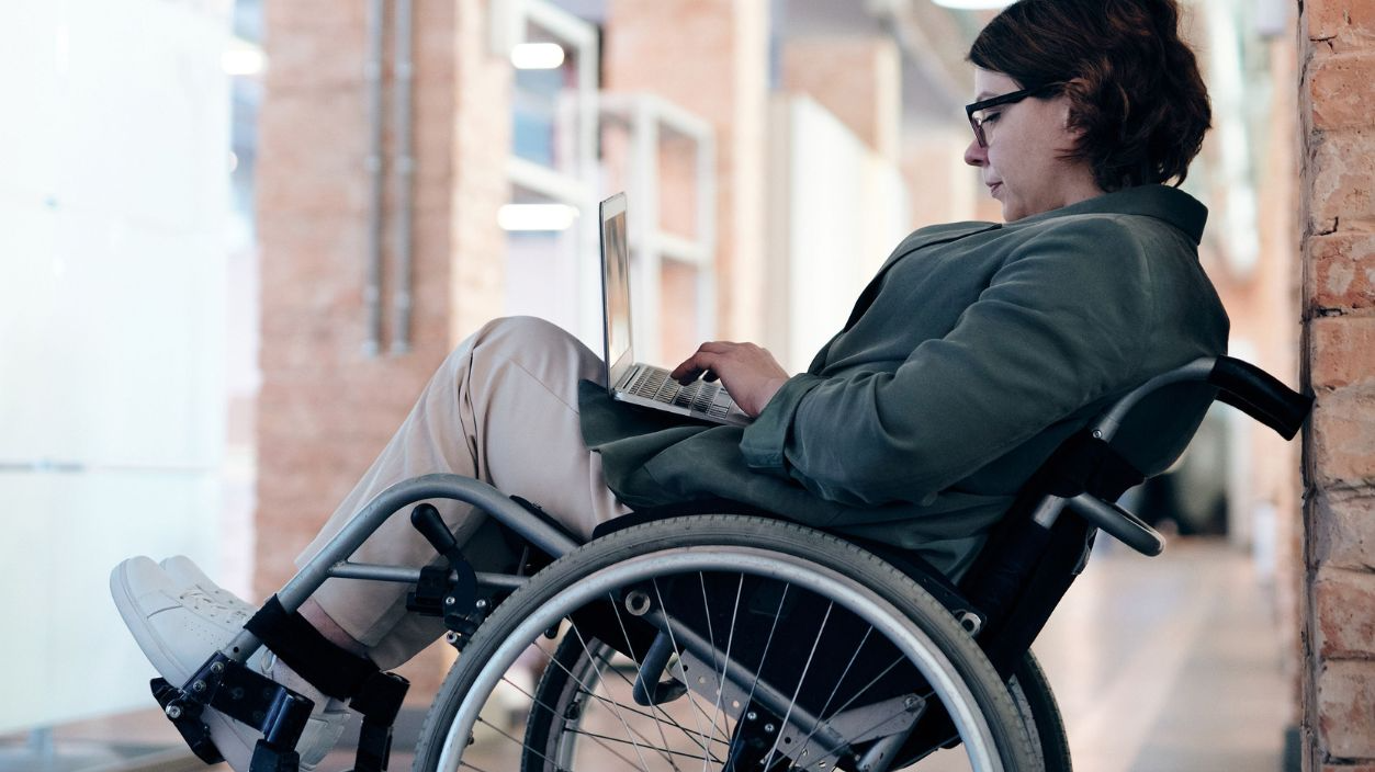 Focused woman in a wheelchair