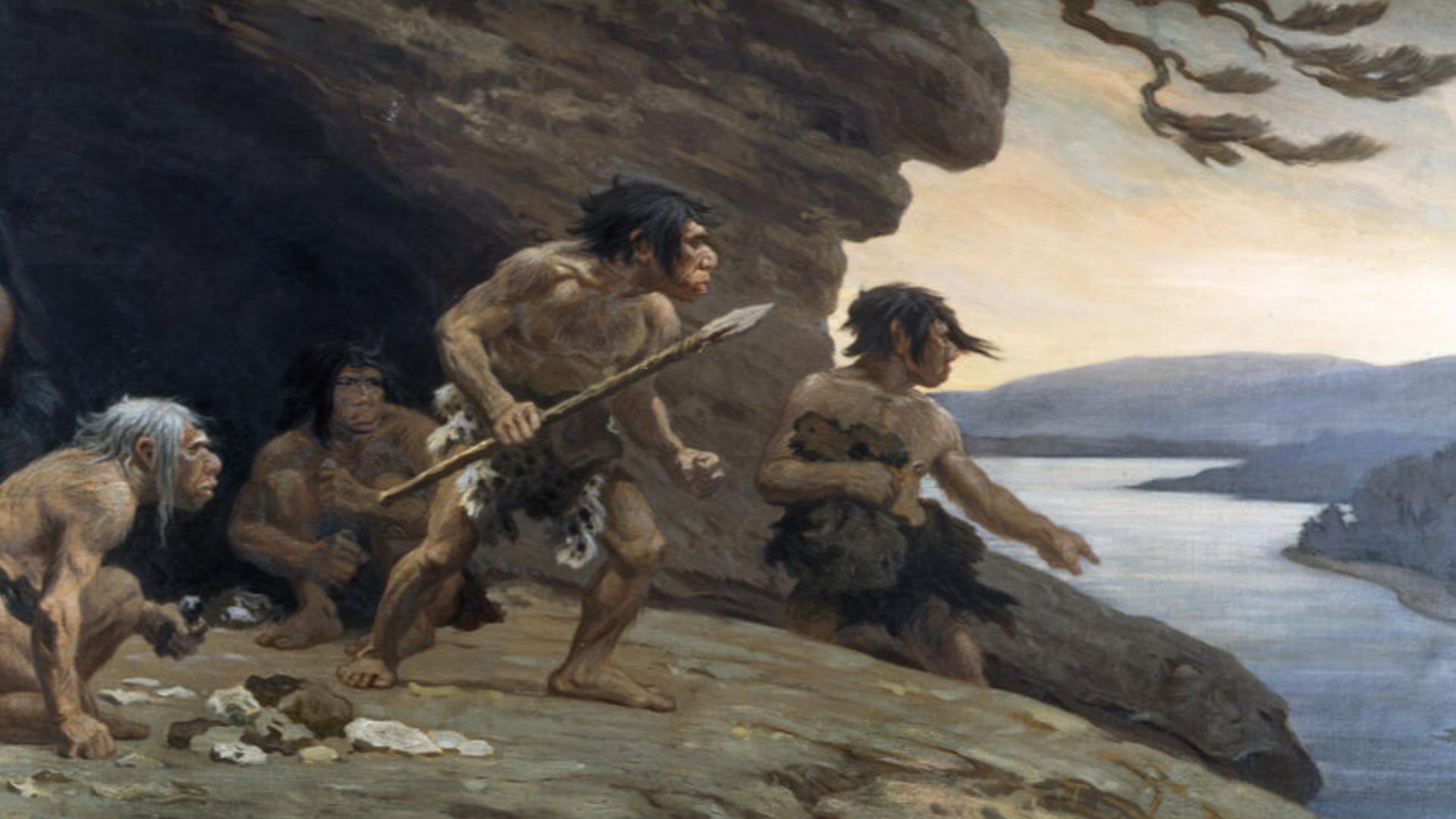 Mural of a Neanderthal family