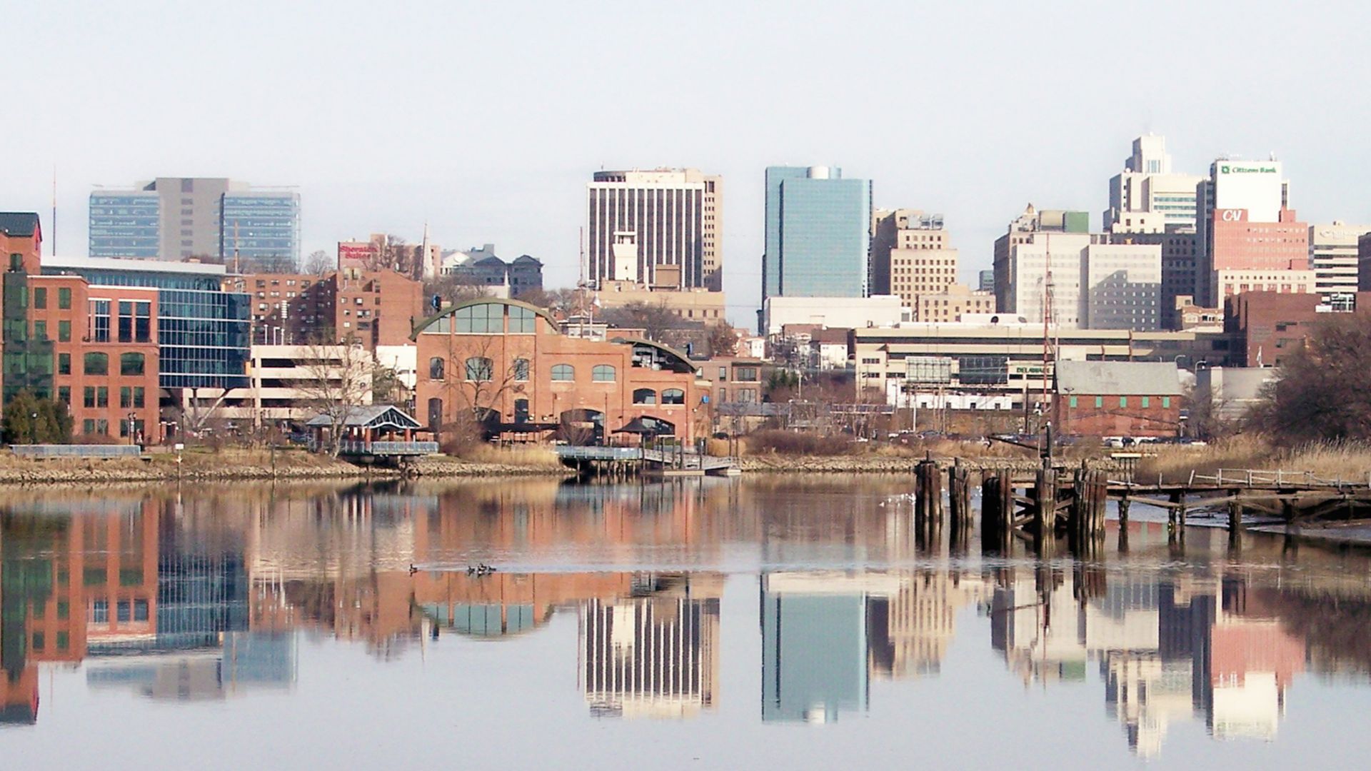 Skyline of downtown Wilmington, Delaware and the Christina River in December 2006