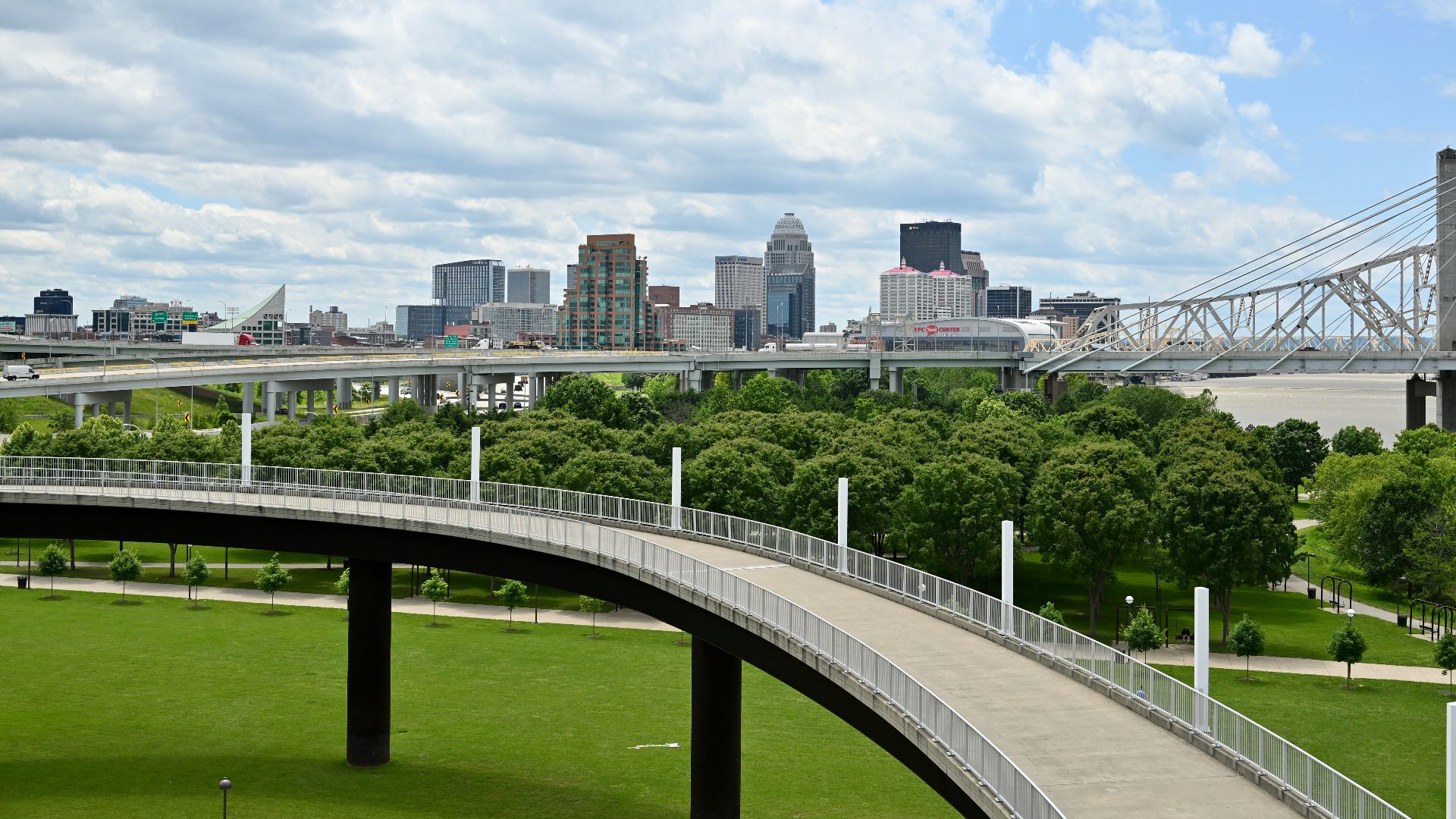 Downtown skyline and bridge view