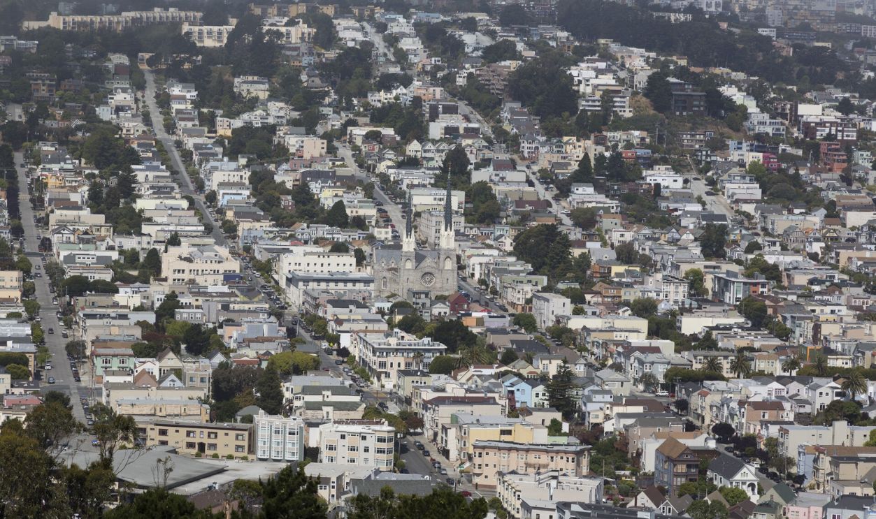 Aerial view of neighborhoods in San Francisco, California