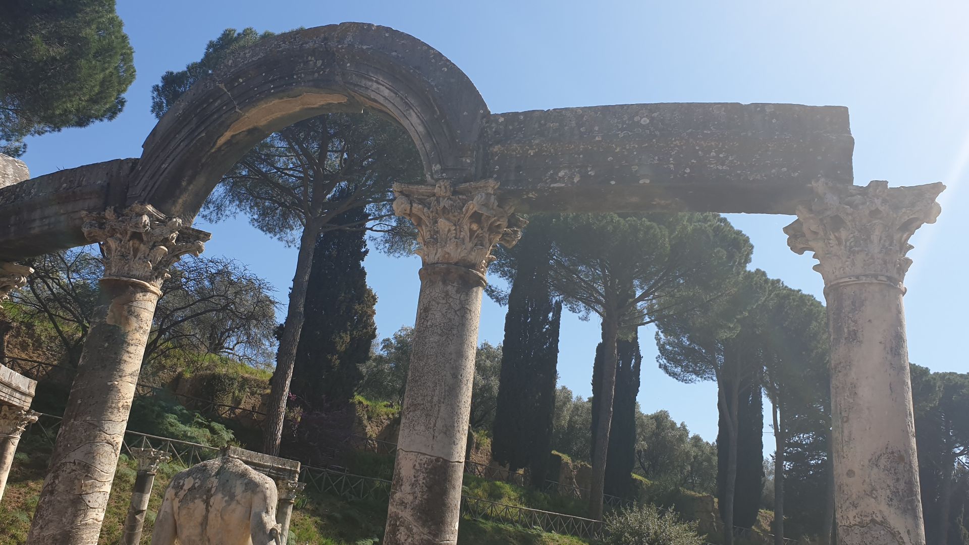 Designed to imitate the Sanctuary of Serapis at the 15th milestone from Alexandria. 
It originally had 20 rooms on one side, and a buttressed wall on the other.

The surviving colonnade at the northern end.