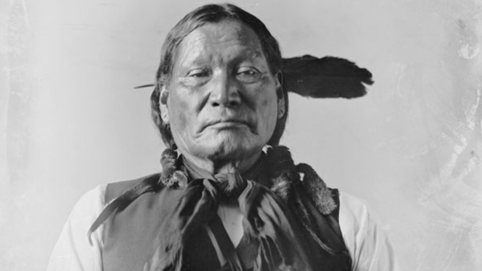Photograph of Left Hand, an Arapaho Indian man, 1898.