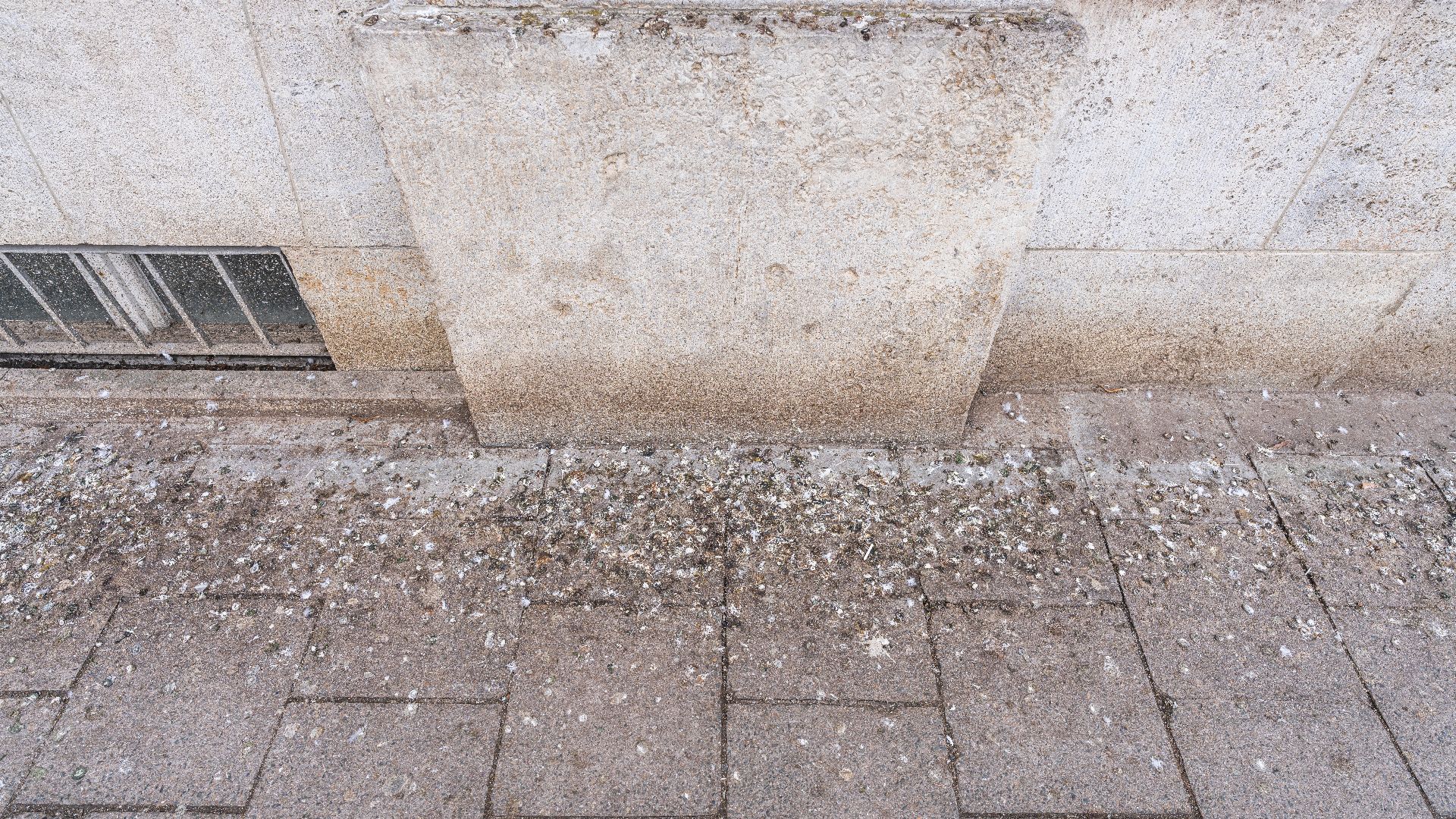 German Post Office building covered in pigeon droppings.