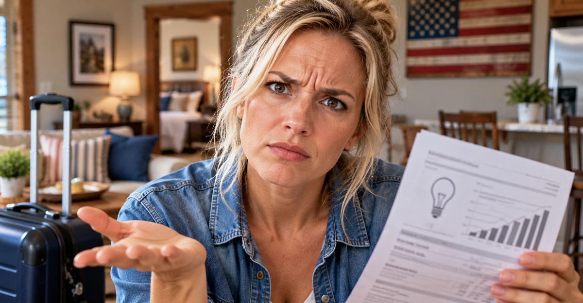 Blonde woman with a hydro bill
