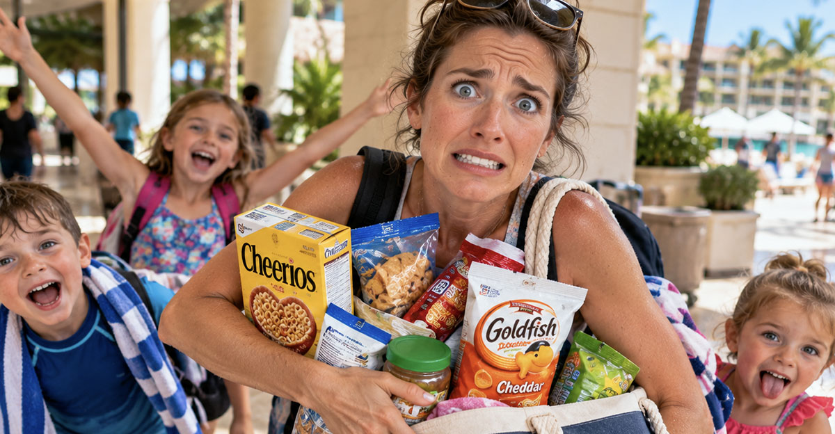 Woman holding kids snacks