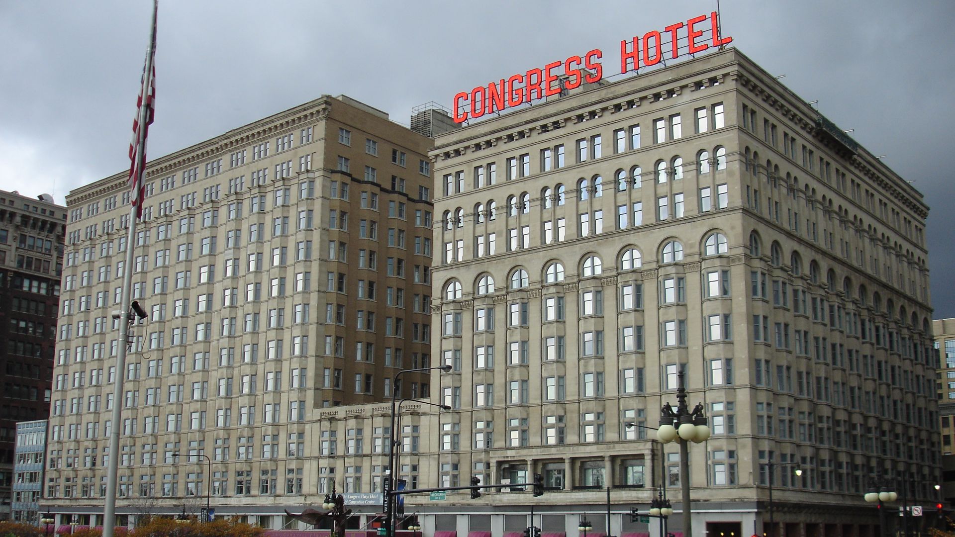 The Congress Plaza Hotel at Michigan Avenue and Congress Parkway in Chicago, USA.