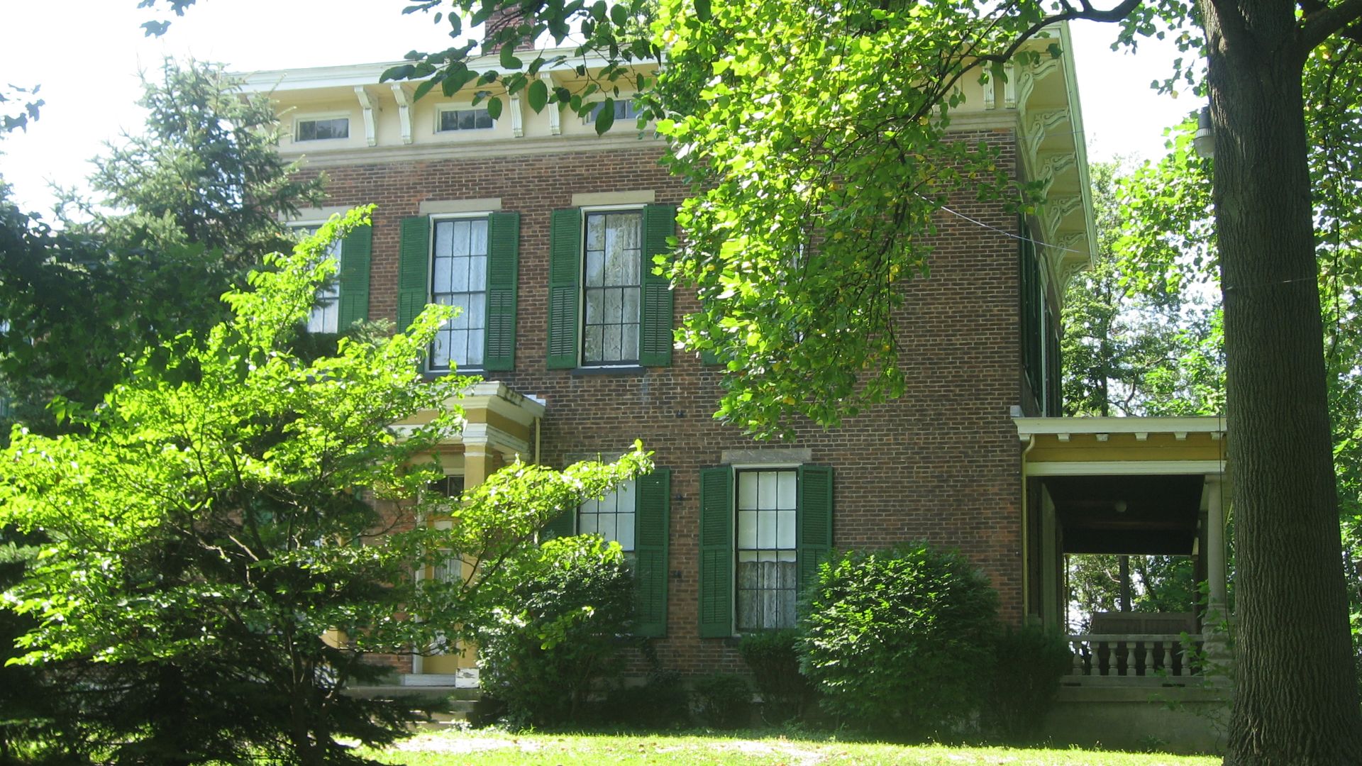 Northern side of the Hanna-Ochler-Elder House, located at 3801 Madison Avenue in Indianapolis, Indiana, United States. Built in 1859 and since converted into a bed and breakfast, it is listed on the National Register of Historic Places.