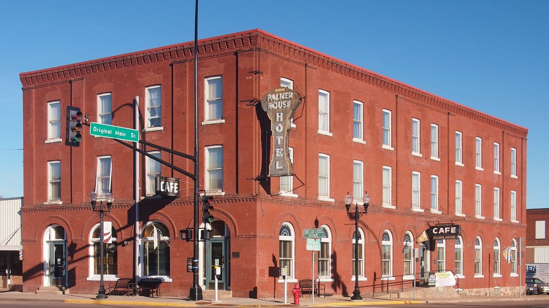 Palmer House Hotel, 500 Sinclair Lewis Ave, Sauk Centre, Minnesota, USA. Viewed from the southeast.
This is an image of a place or building that is listed on the National Register of Historic Places in the United States of America. Its reference n