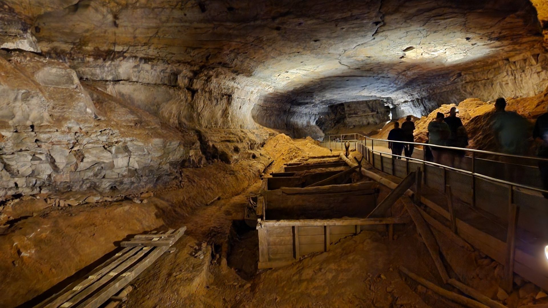 Ruins of an abandoned saltpeter mine inside Mammoth Cave. Active during the early 19th century due to a saltpeter shortage during the War of 1812