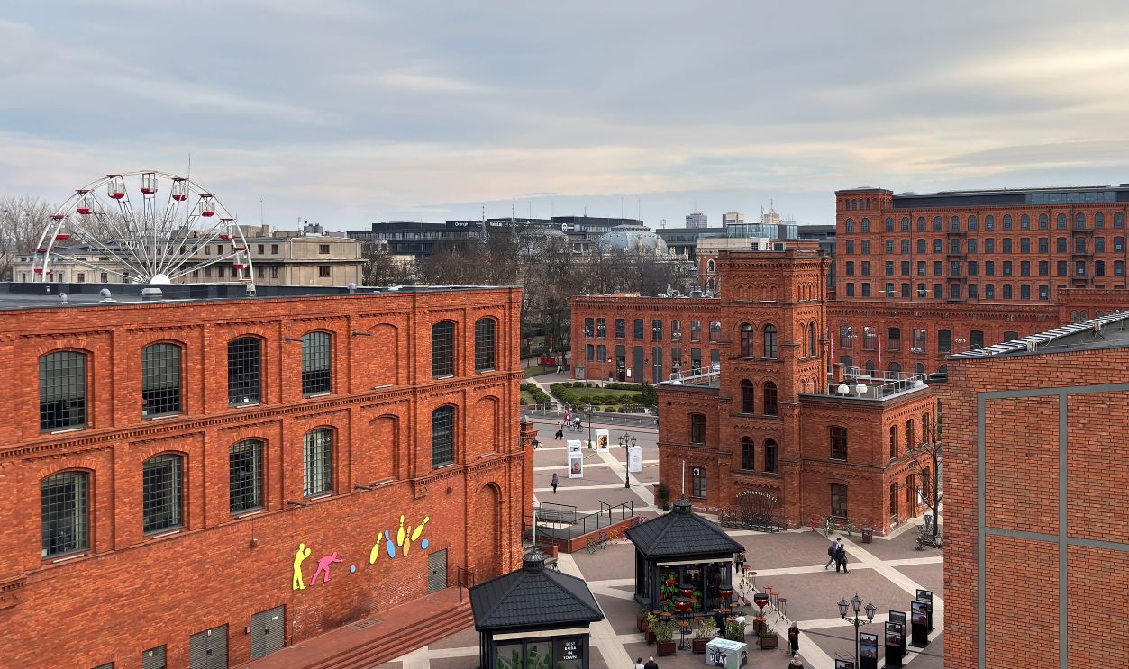Poland - March 10th 2025: Red brick factory Manufaktura shopping centre Lodz, Poland. Polish factory buildings renovated in Lodz