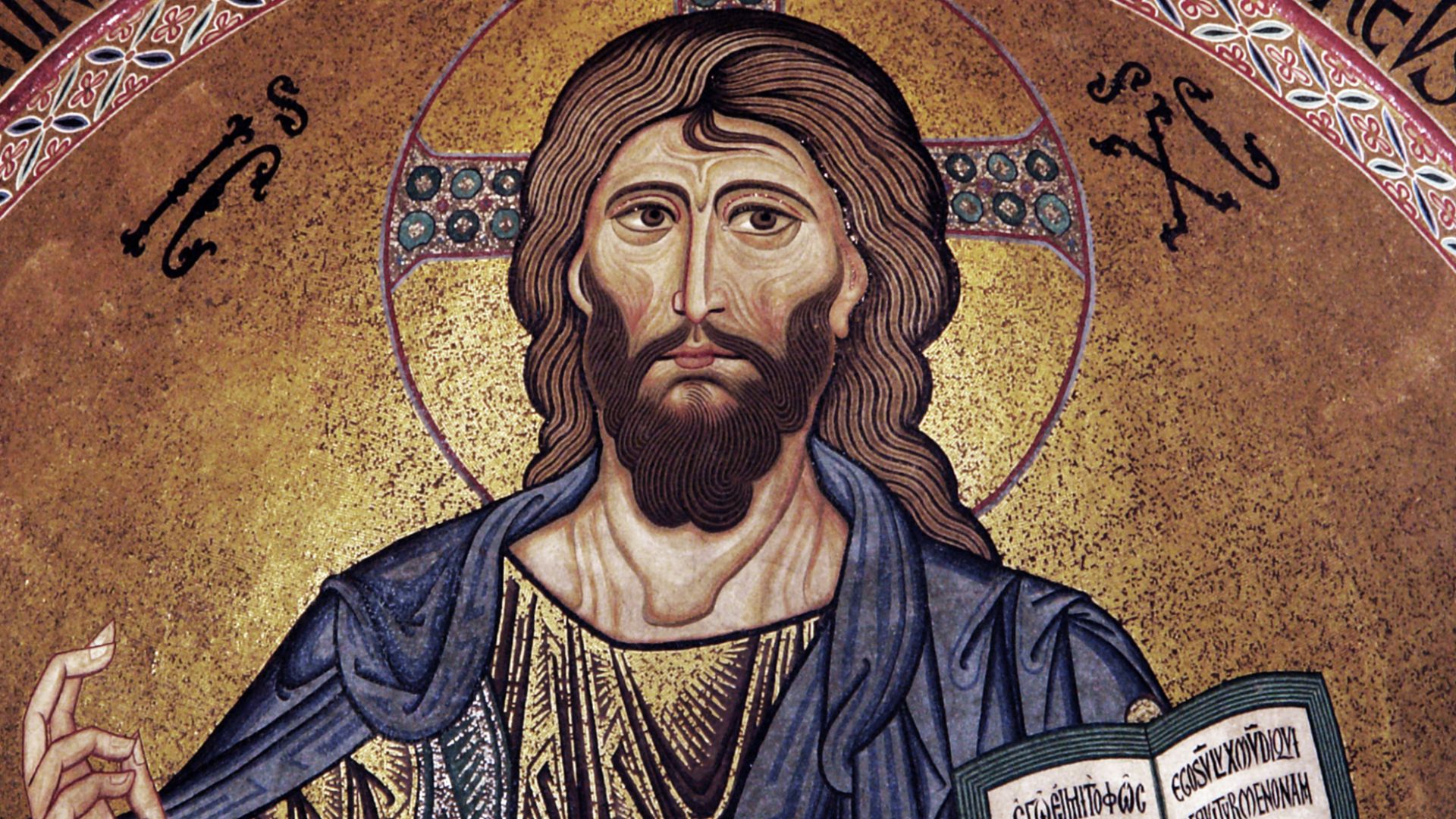 Christus Pantocrator - Artistic representation of Jesus Christ God, the second divine Person of the Most Holy Trinity (Cathedral of Cefalù, c. 1130.)