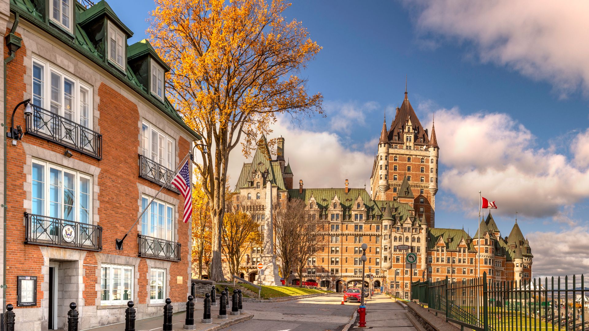 The Château Frontenac from a street of Vieux-Québec. Quebec City, Quebec, Canada.