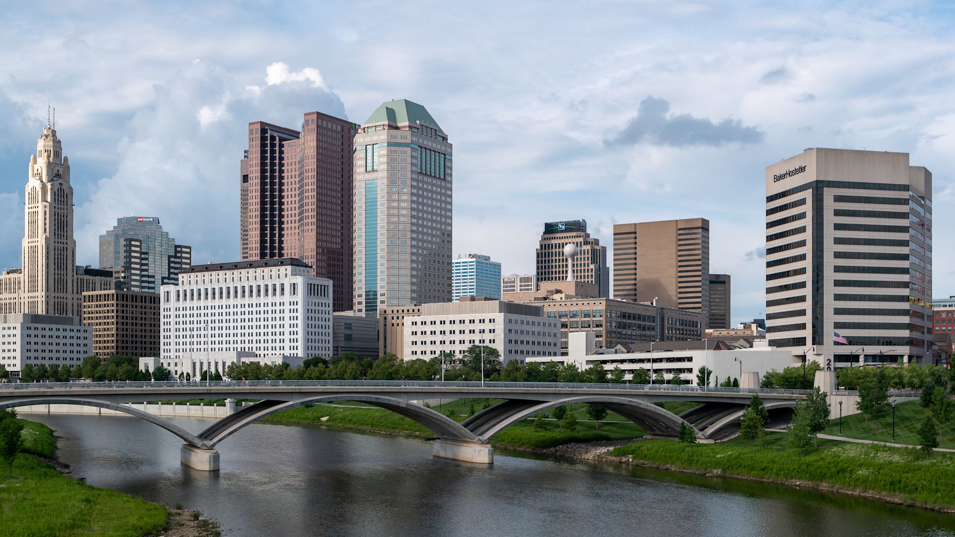 Downtown Columbus, Ohio, view from Main St. Bridge (Edited version)
