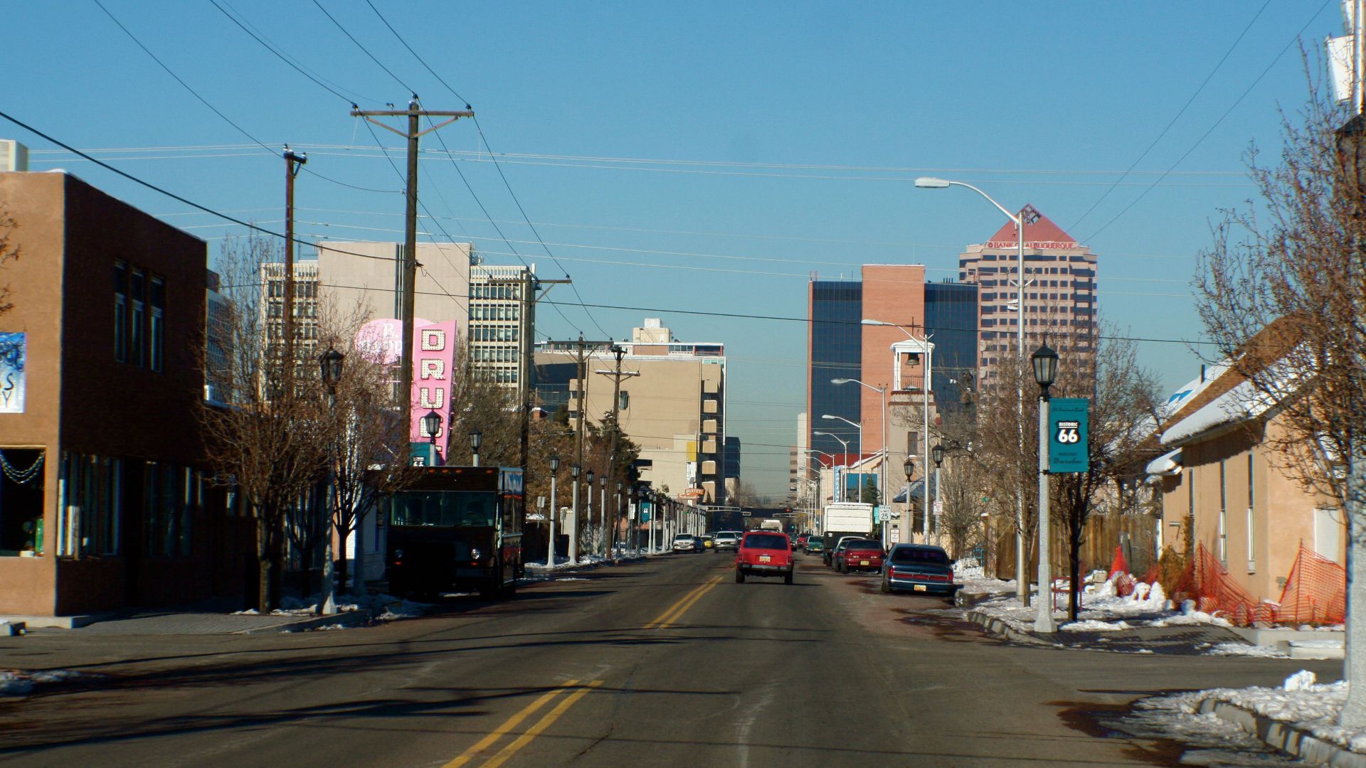 Downtown Albuquerque skyline from south 4th Street, Barelas