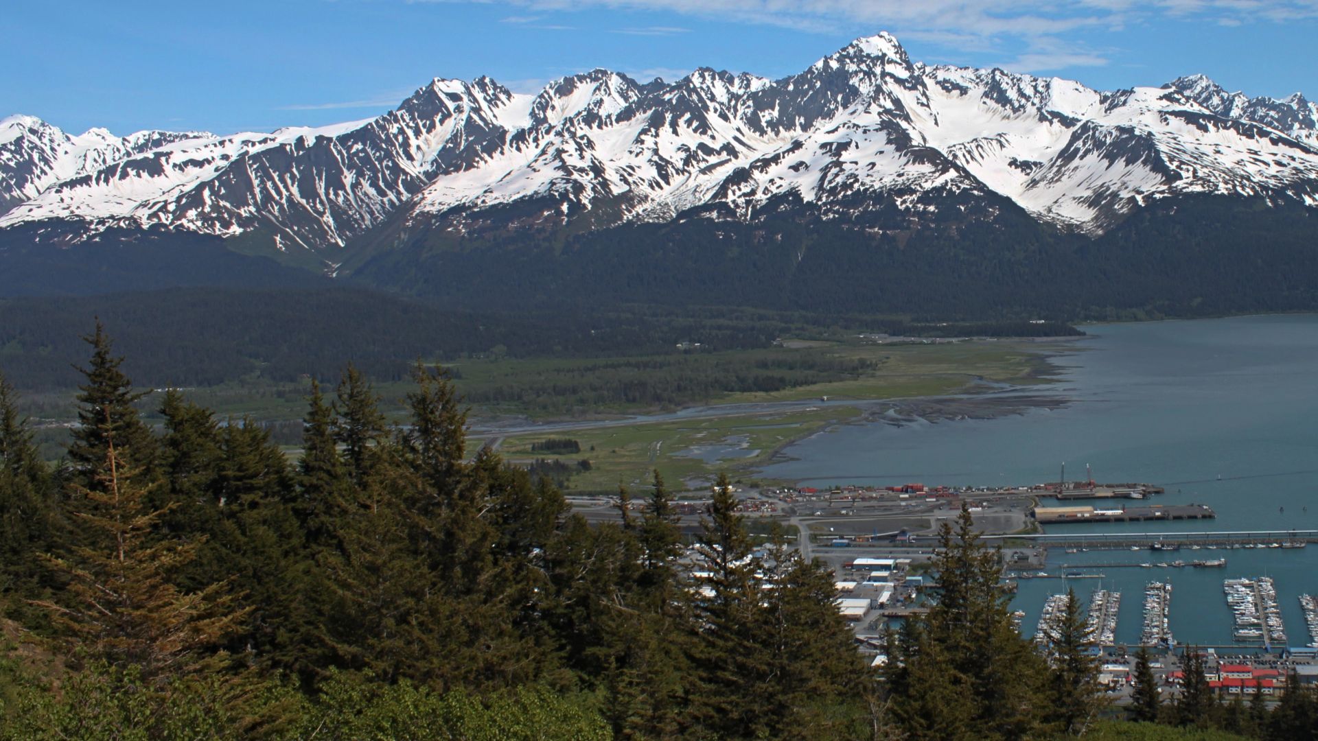 Mount Alice and Resurrection Bay seen from Mount Marathon at Seward, Alaska
