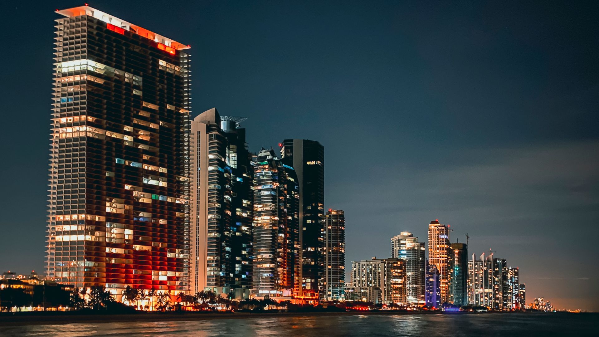 Miami skyline from the ocean