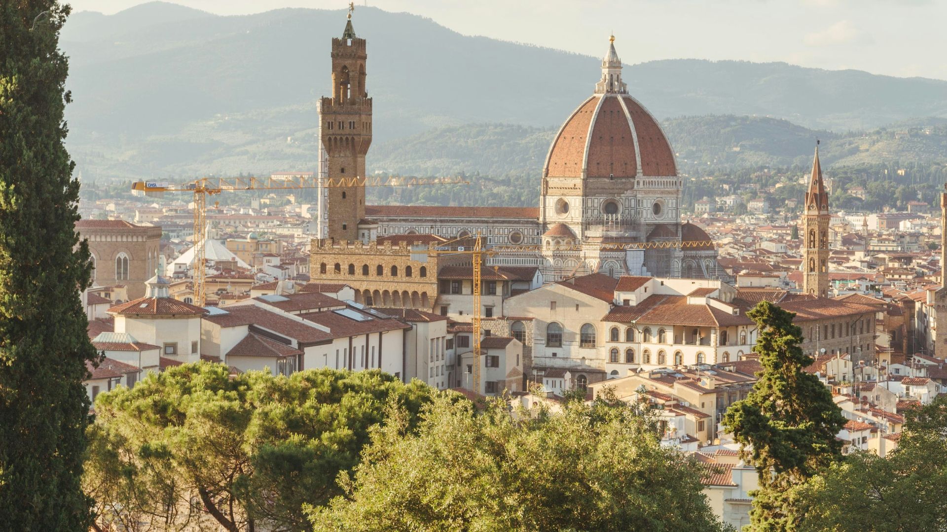 florence cathedral skyline with trees