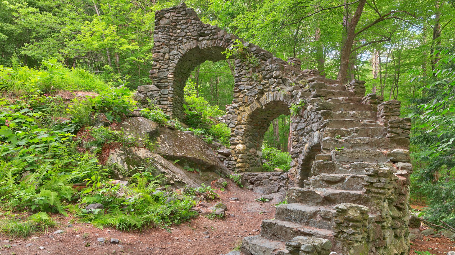 Castle staircase ruins from Madame Sherri Forest in West Chesterfield, New Hampshire, USA.
This photo is offered under a standard <a href=