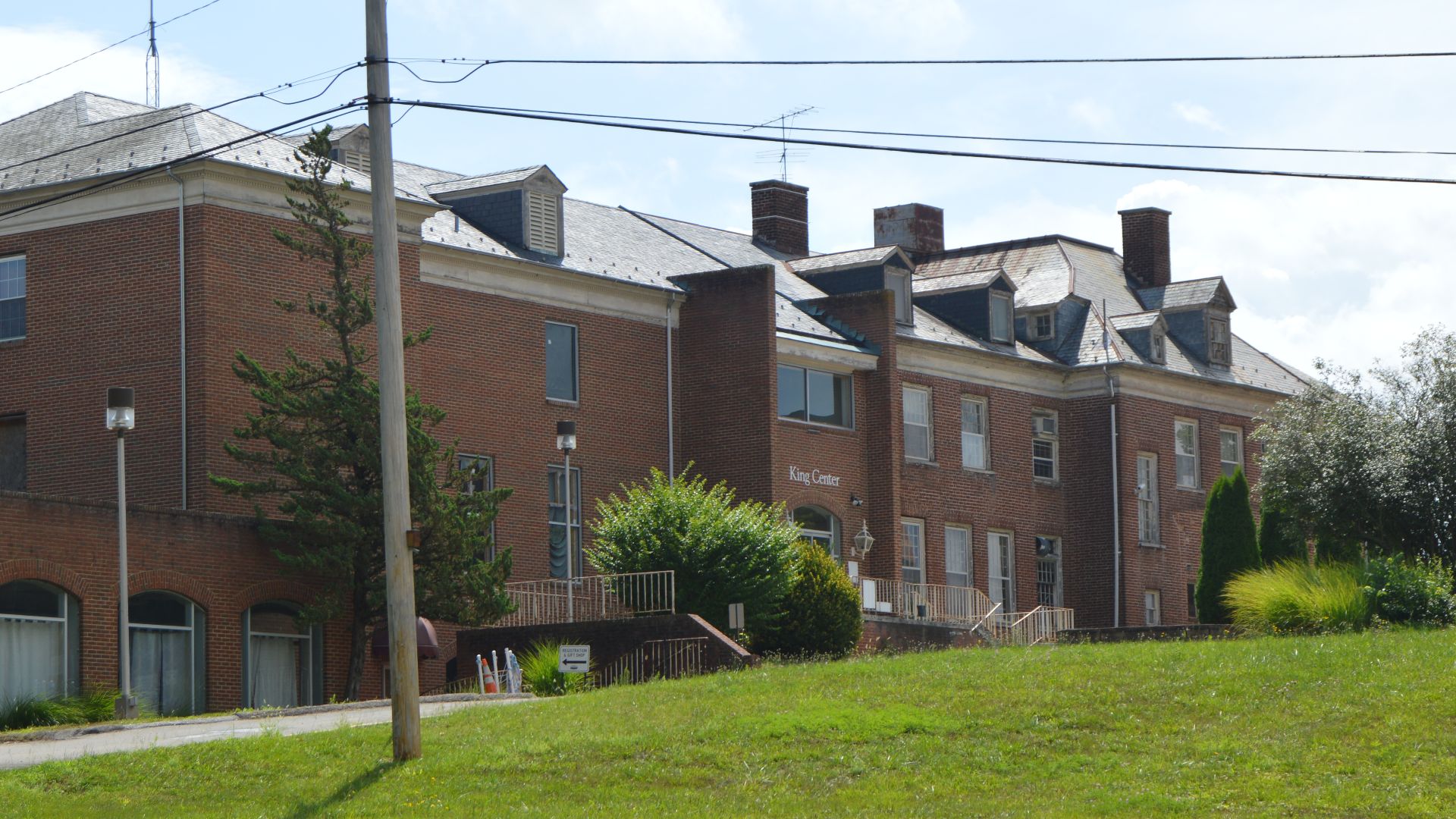 Northwestern view of St. Albans Hospital, located at 6248 University Park Drive at Fairlawn in Pulaski County, Virginia, United States. Built in 1892, it is listed on the National Register of Historic Places.