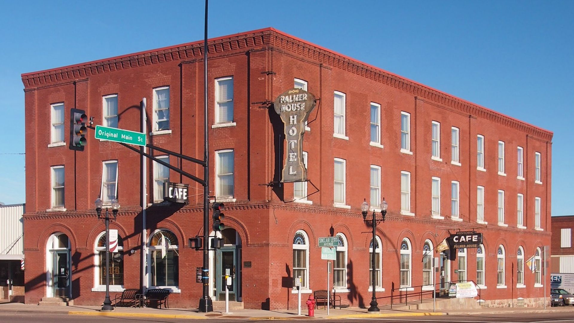 Palmer House Hotel, 500 Sinclair Lewis Ave, Sauk Centre, Minnesota, USA. Viewed from the southeast.
This is an image of a place or building that is listed on the National Register of Historic Places in the United States of America. Its reference n