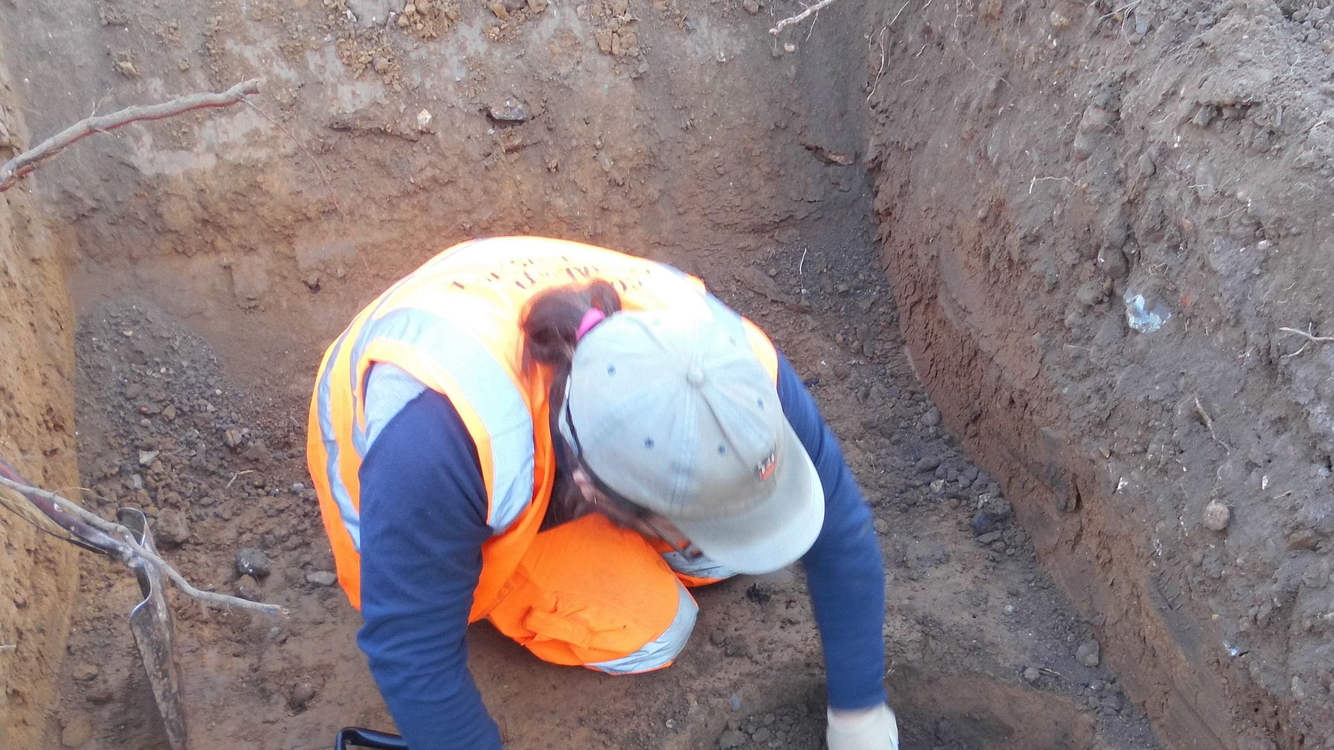 Archaeologist excavation at Brimpton House, 59A High Street, Kelvedon, Essex, September 2023