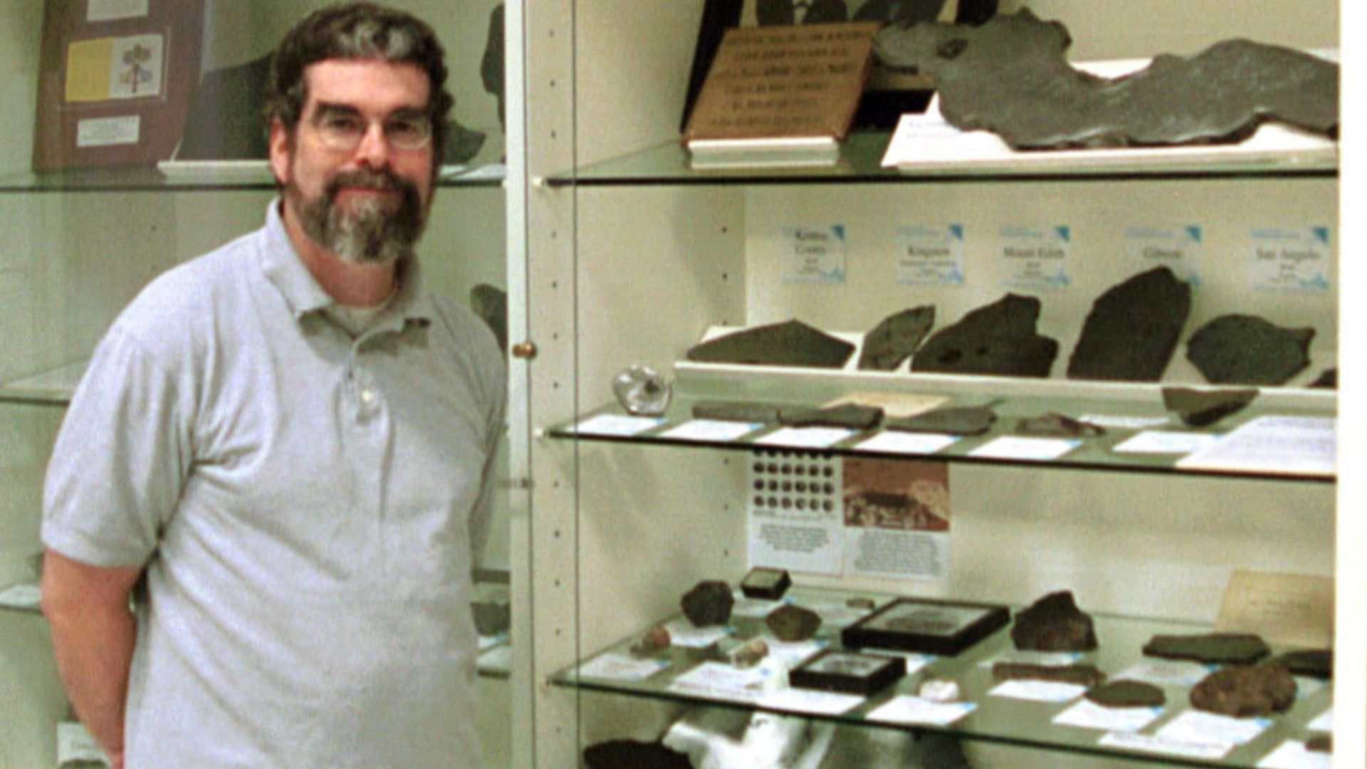 Br. Guy Consolmagno with the Vatican Meteorite collection at Castel Gandolfo