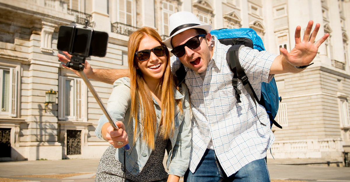 young beautiful friends tourist couple 