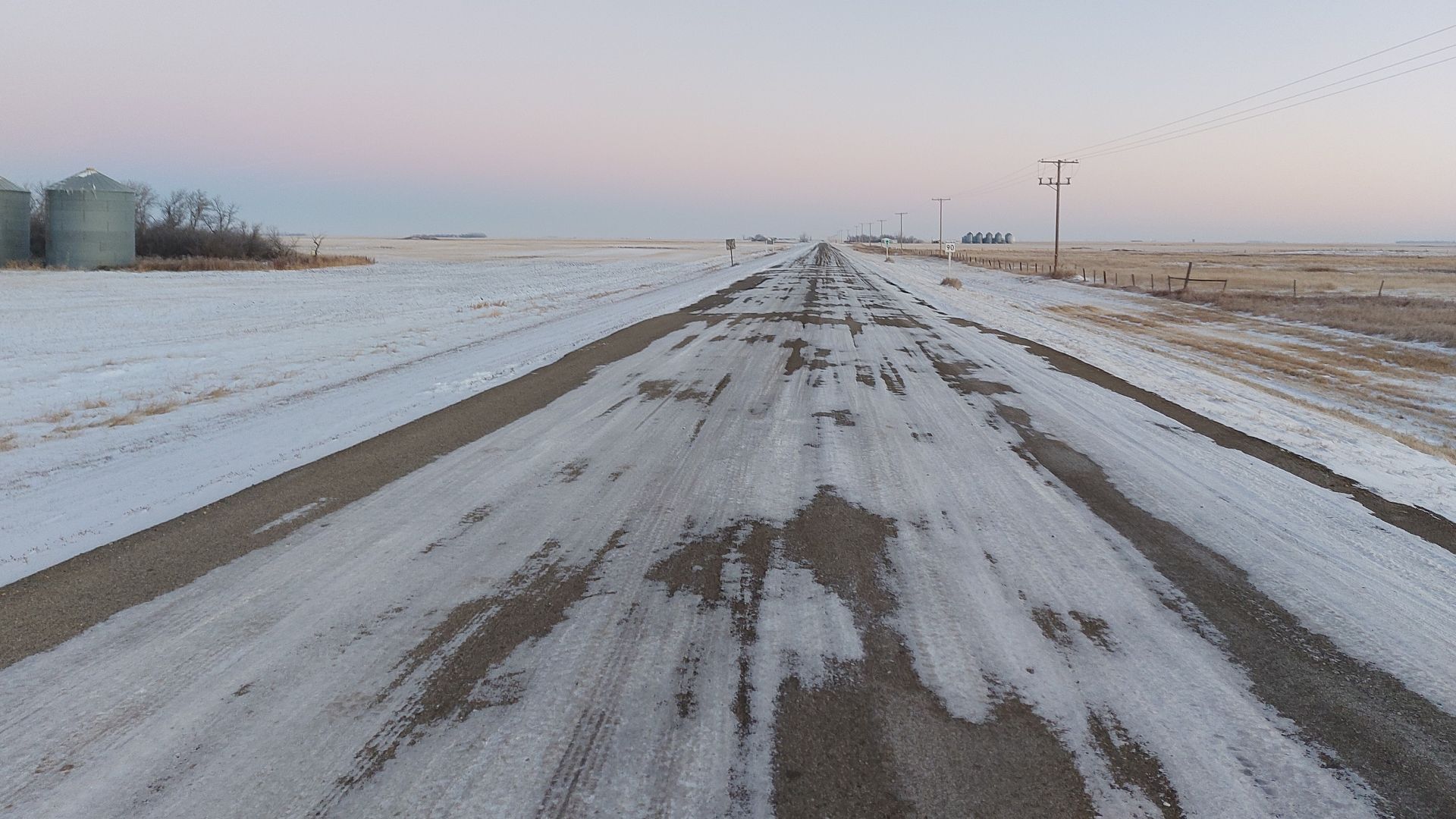 Saskatchewan Highway 606 at its southern terminus with Highway 18 and 350.