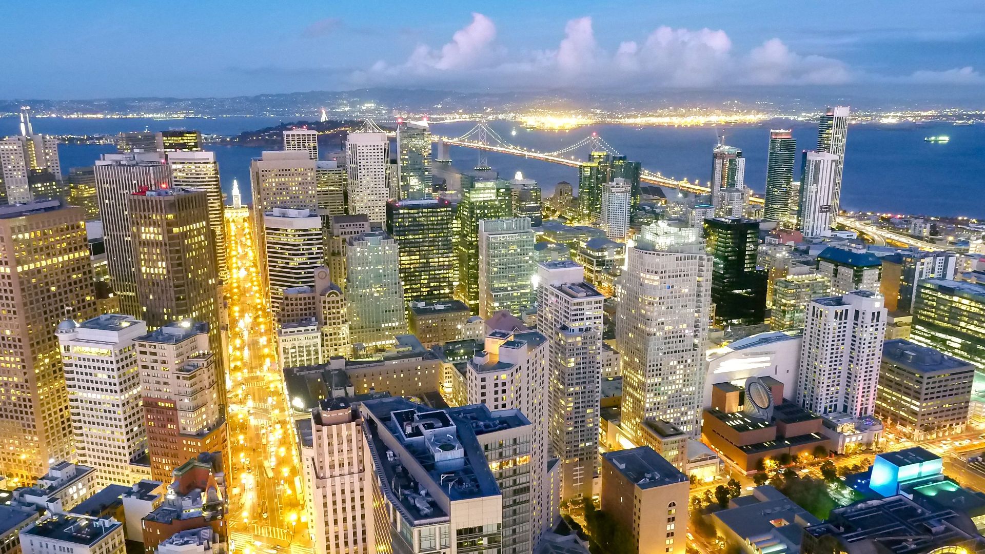 Night-time Long Exposure of San Francisco Financial district