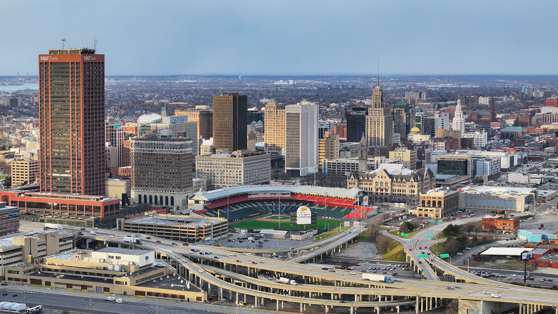 The skyline of downtown Buffalo, New York, pictured in 2023.