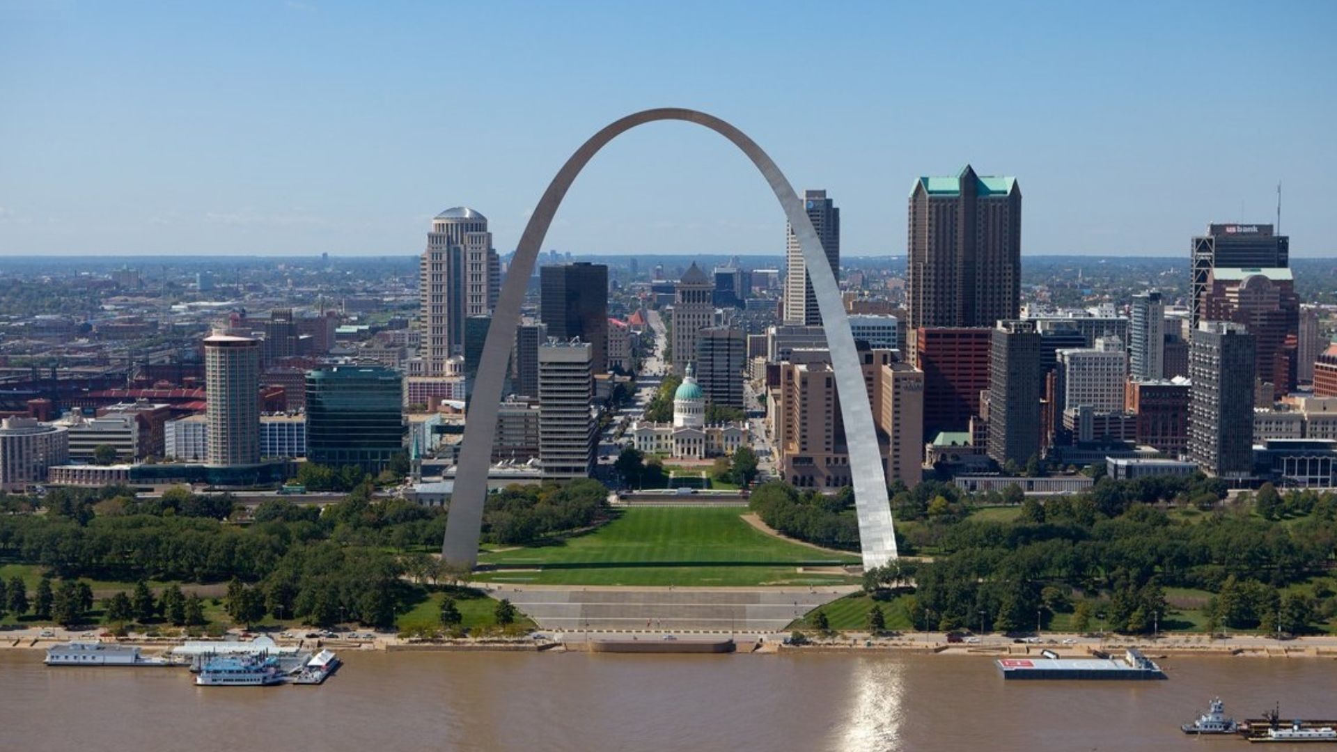 The Gateway Arch is a 630-foot (192 m) monument in St. Louis in the U.S. state of Missouri. Clad in stainless steel and built in the form of an inverted, weighted catenary arch, it is the world's tallest arch, the tallest monument in the Western Hemispher