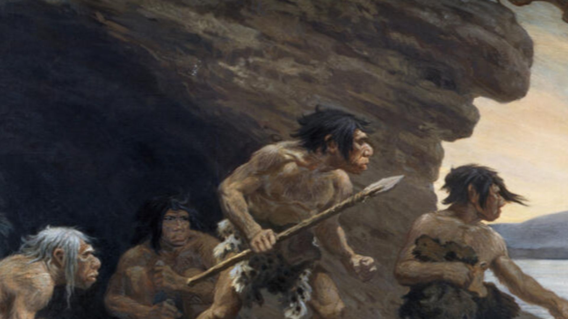 Mural of a Neanderthal family