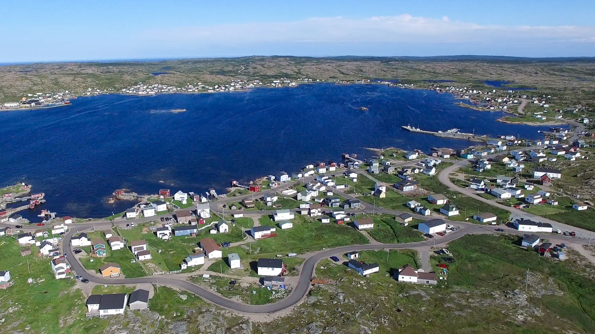 Aerial view of Joe Batt's Arm, Fogo Island, Newfoundland.