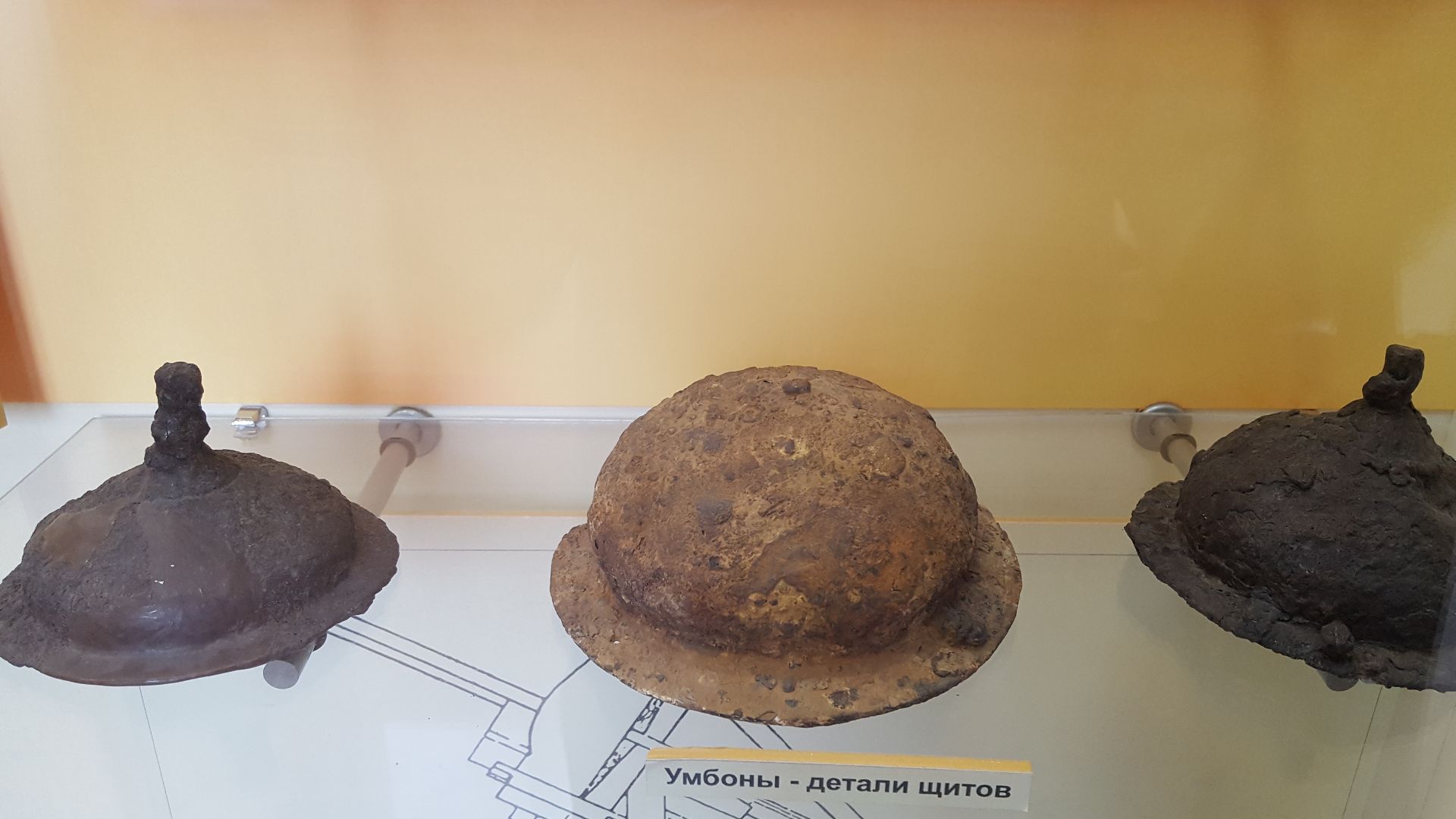 Exhibits of the Tanais museum: shield bosses.