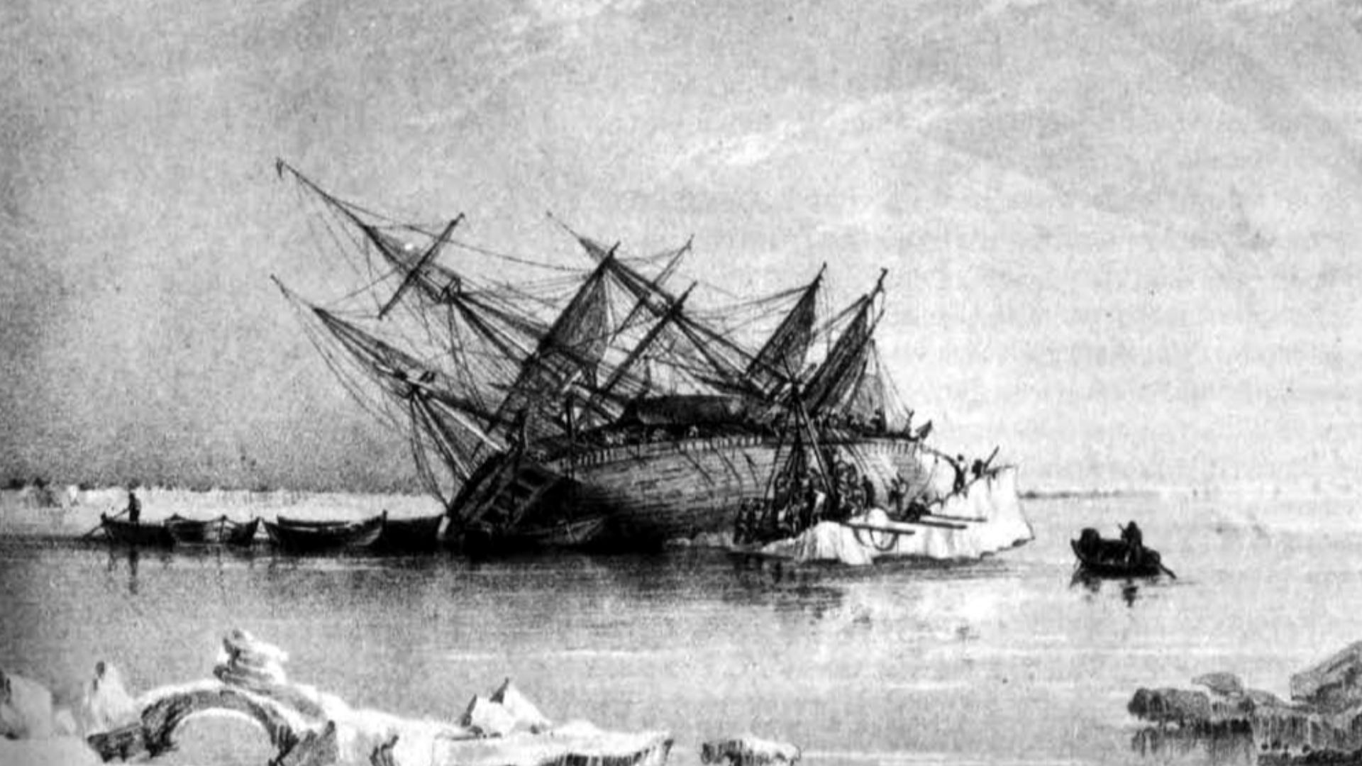 The HMS Terror on July, 14 1837. Engraving by George Back.