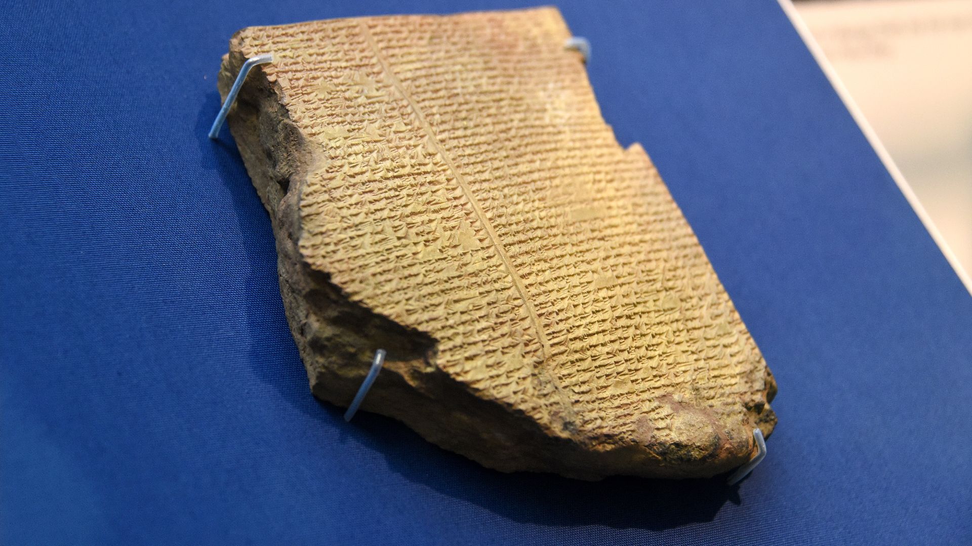 This clay tablet, which was excavated by Hormuzd Rassam, dates back to the Neo-Assyrian Period, 7th century BC. It narrates the so-called the Babylonian Flood Story. Mr. George Smith was the man who transliterated and read that story. From the Library of 