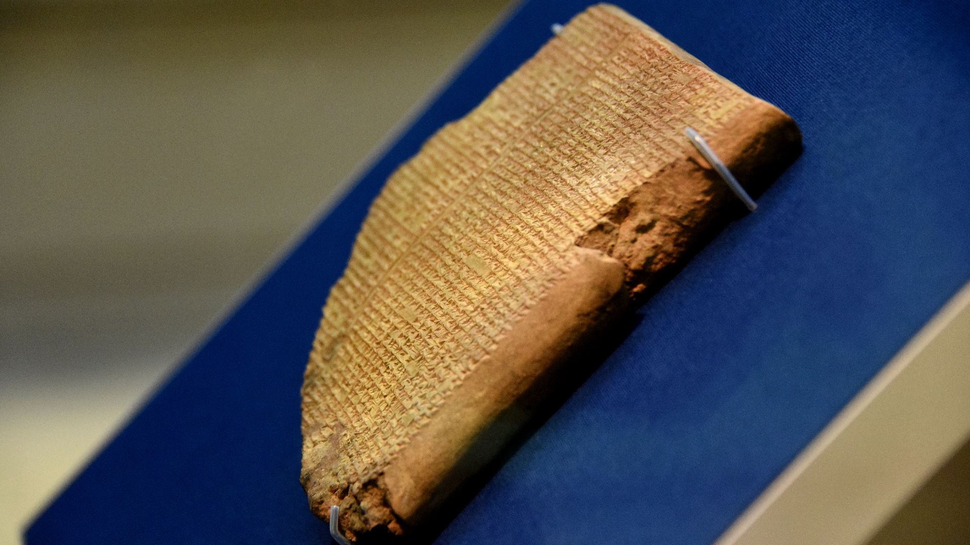 This clay tablet, which was excavated by Hormuzd Rassam, dates back to the Neo-Assyrian Period, 7th century BC. It narrates the so-called the Babylonian Flood Story. Mr. George Smith was the man who transliterated and read that story. From the Library of 