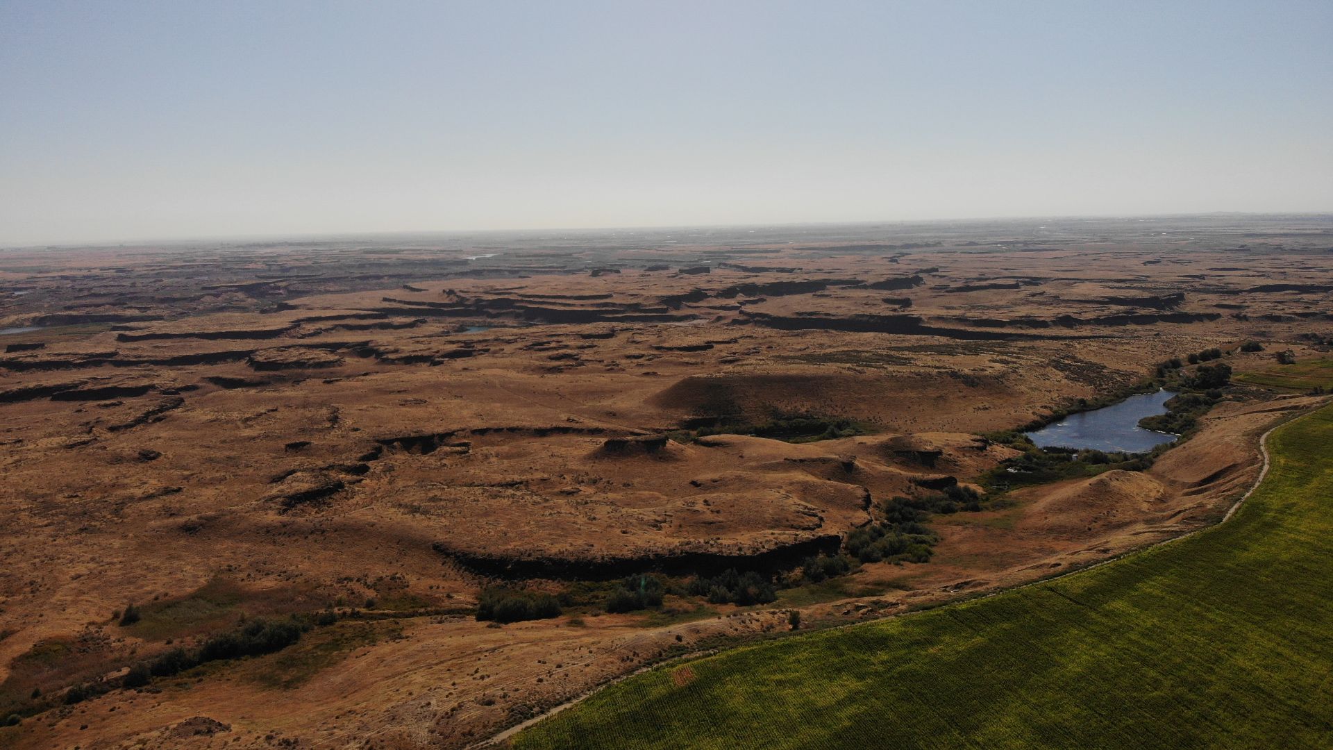 Channeled Scablands in Central Washington, Potholes area, carved out by the Missoula Floods.
