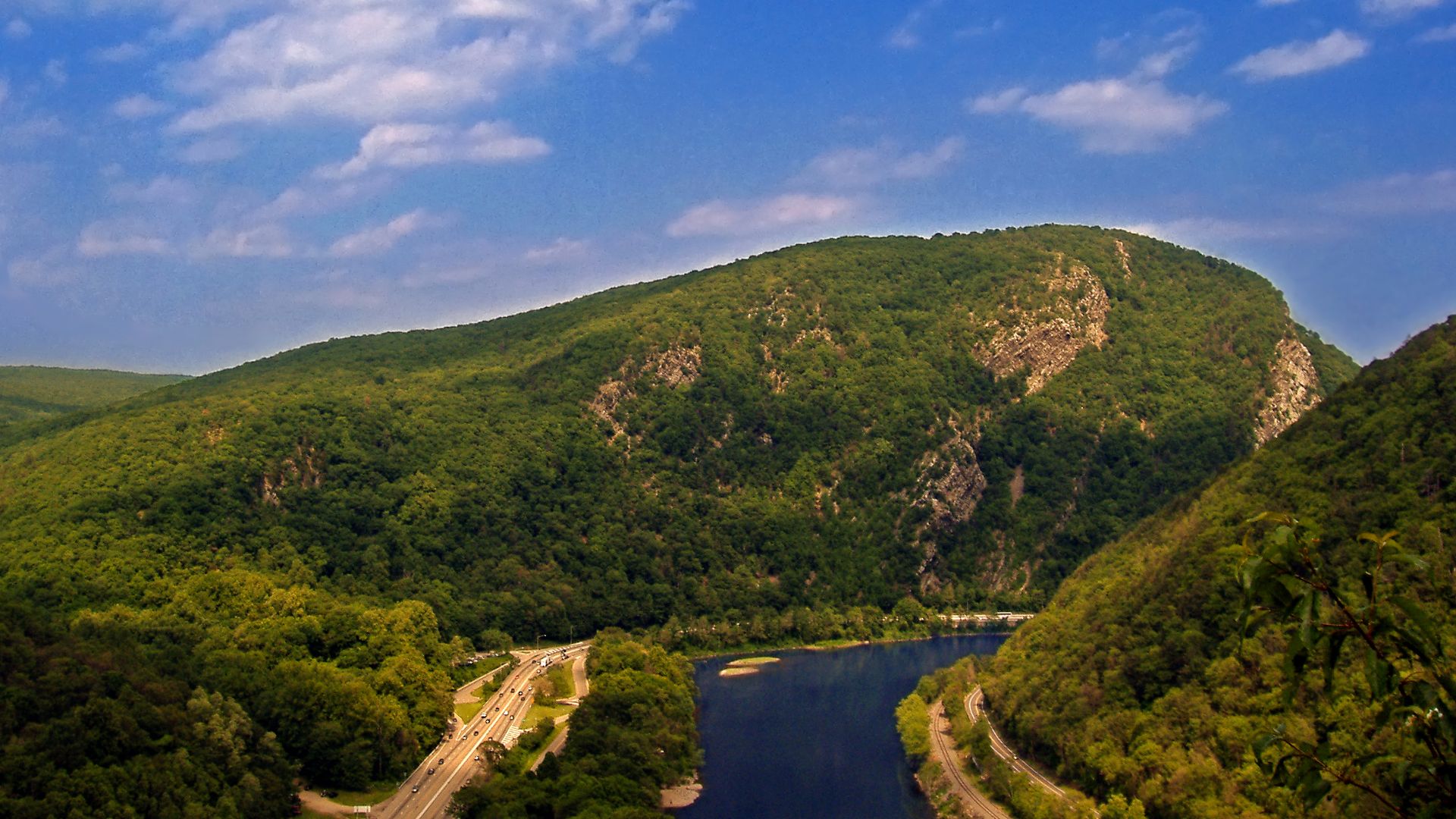 Delaware Water Gap, as seen from the Appalachian Trail at Mount Minsi, Pennsylvania.