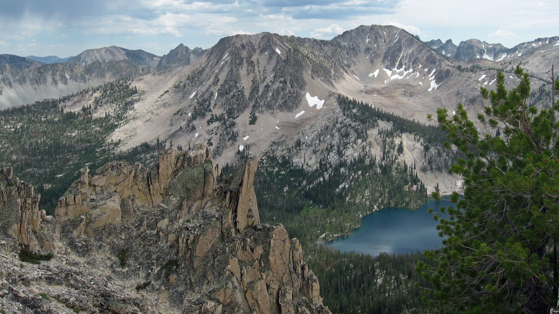 Toxaway Lake and the Sawtooth Mountains from Sand Mountain Pass in the Sawtooth Wilderness, Idaho