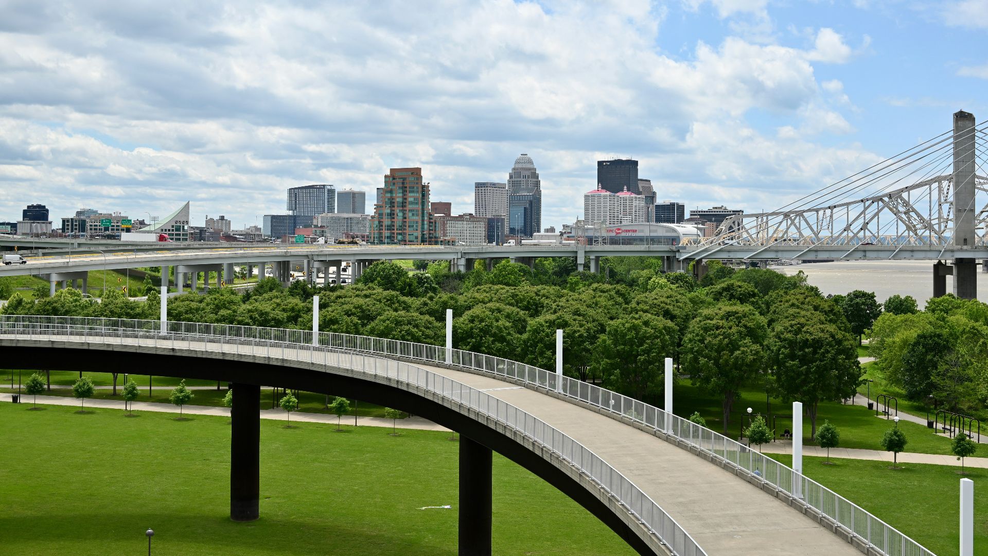 Downtown skyline and bridge view