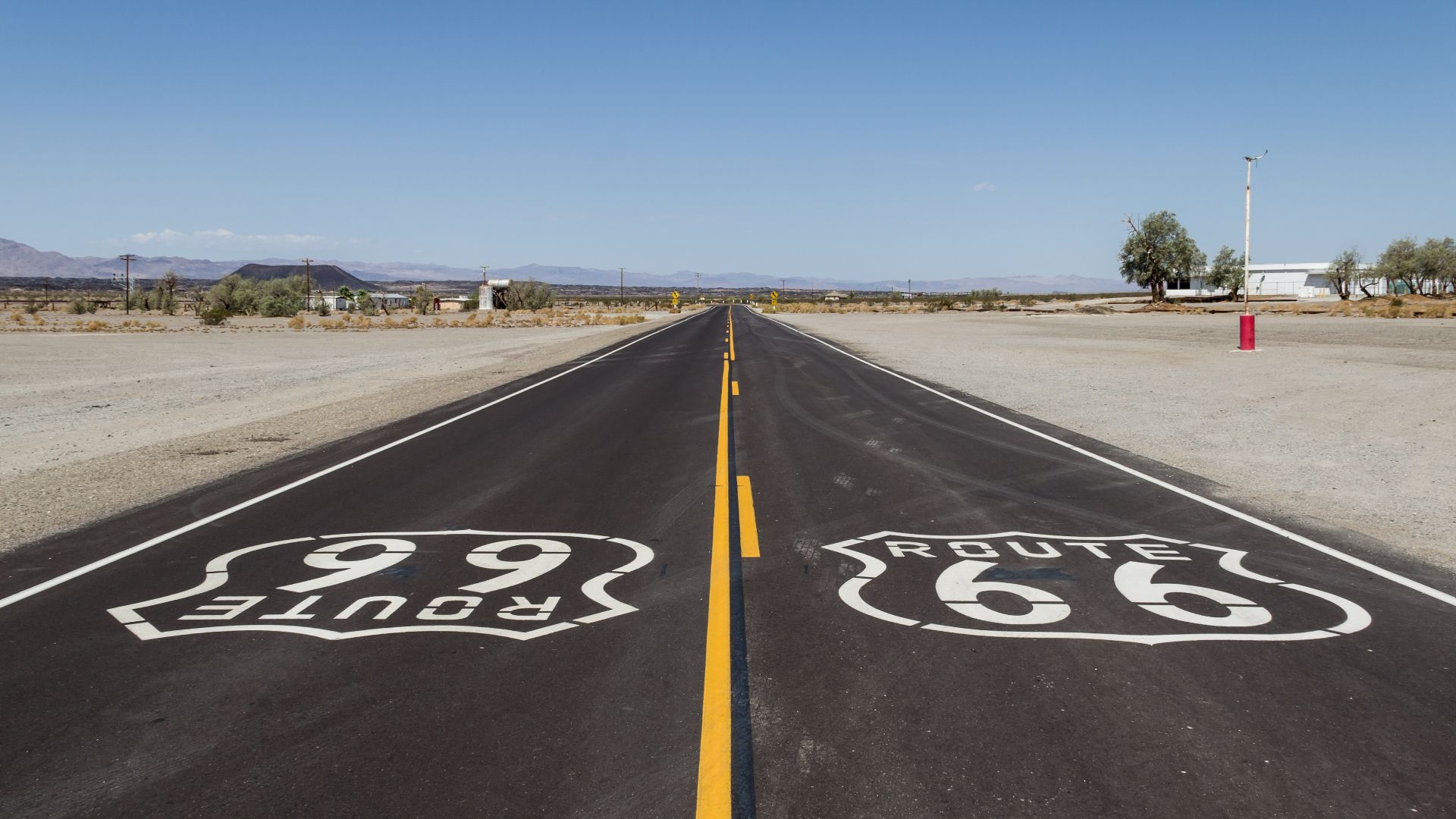 Historic Route 66 near Amboy, California, USAThe historic Route 66, also known as the “Mother Road”, was officially established in 1926 as one of the first highways in the United States. It connected Chicago, Illinois, with Santa Monica, California, and s