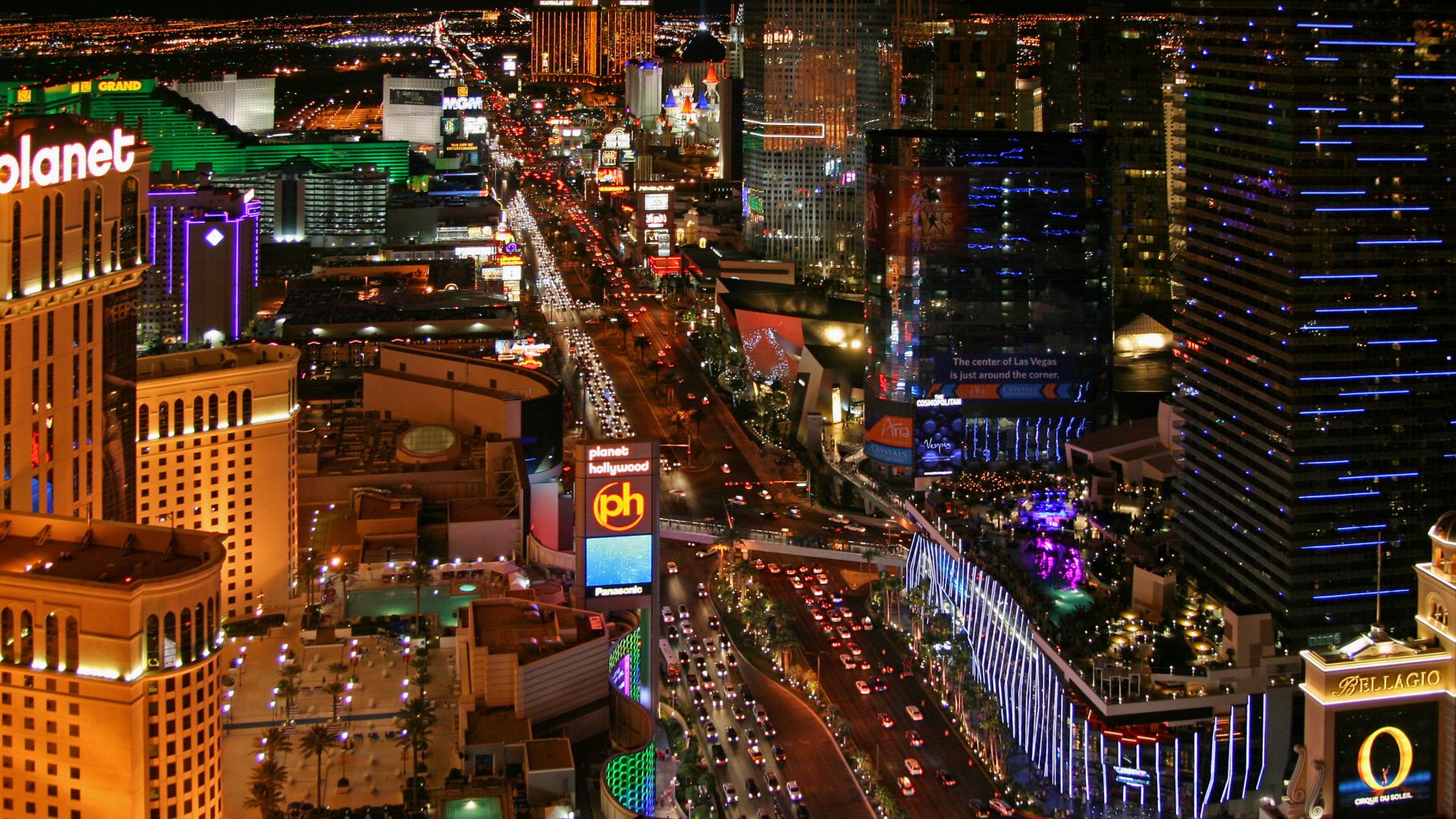 Le strip de Las Vegas vu depuis le sommet de la tour Eiffel du Paris Las Vegas