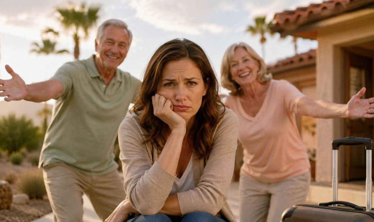 Stressed Traveler Welcomed by Family