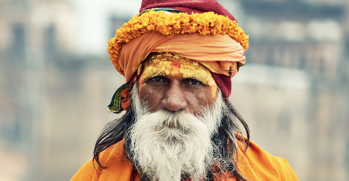 Portrait of Indian Sadhu baba. Varanasi